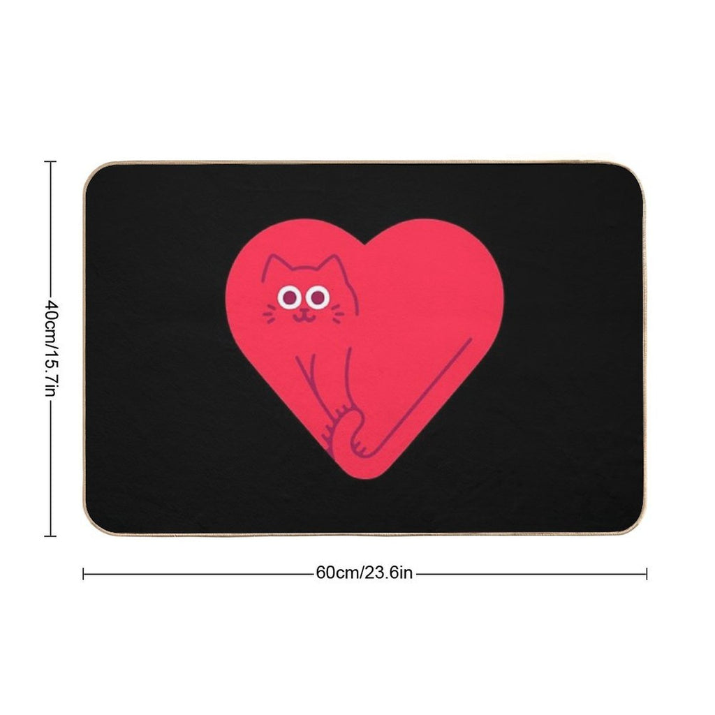 Cute Cat Heart  Toxin-Free Bath Mat