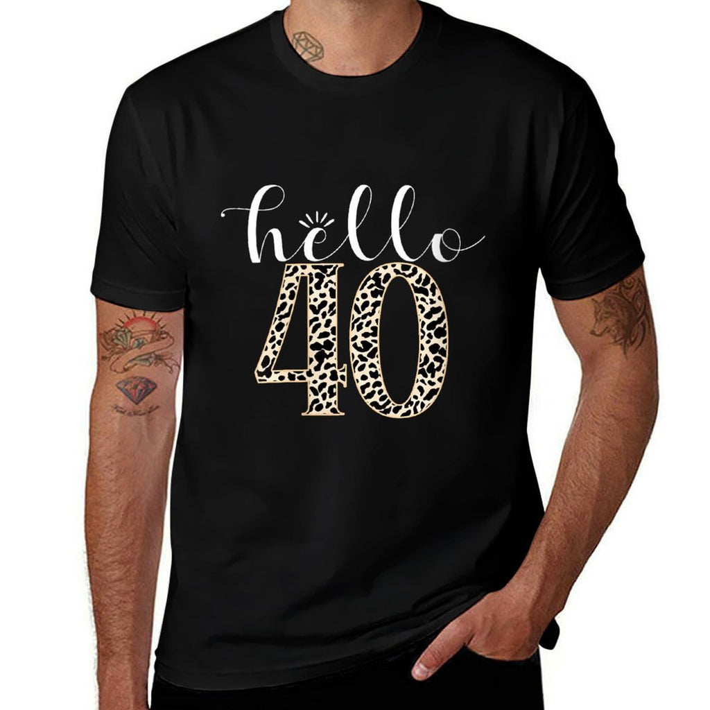 Womens Hello 40 Years Old Leopard 40th Birthday Gifts Men Women  Graphic-printed T-Shirt
