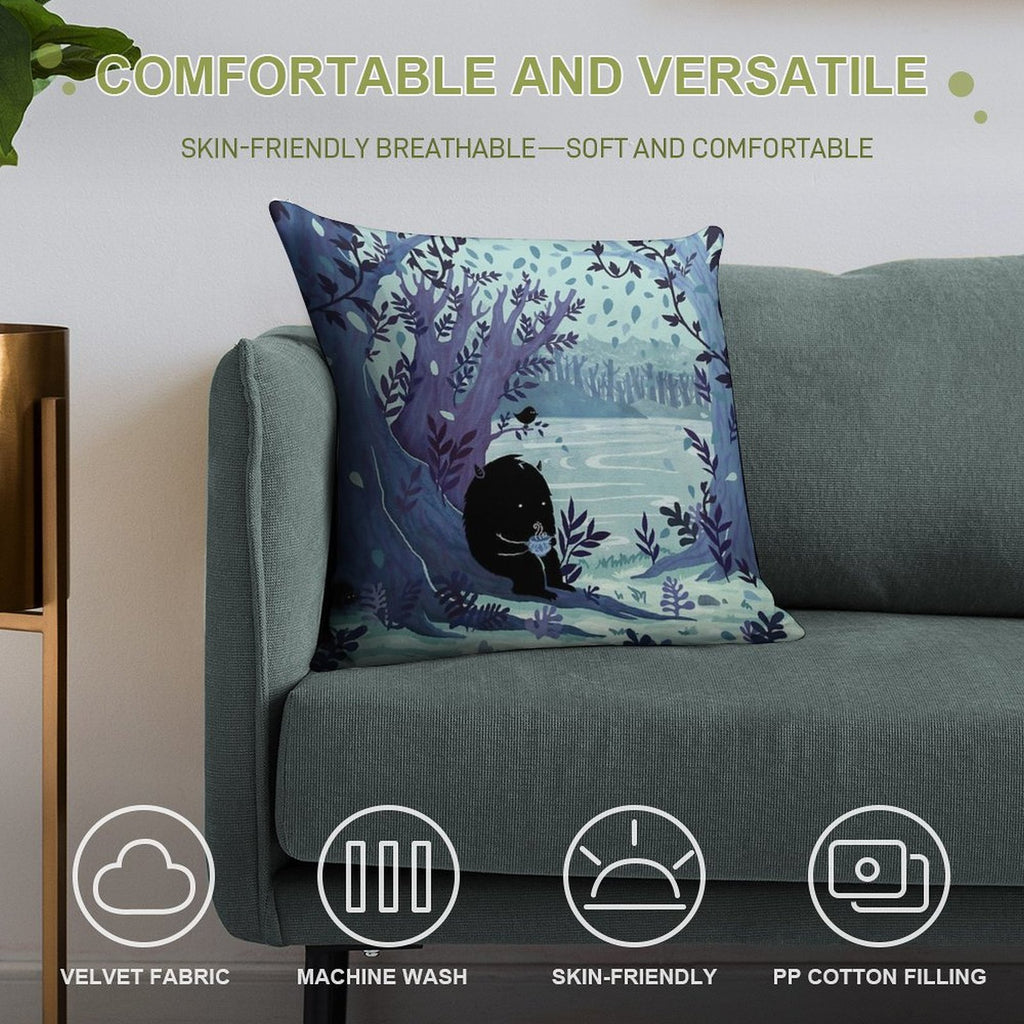 A Quiet Spot of Tea Soft Anti-Pilling Throw Pillow