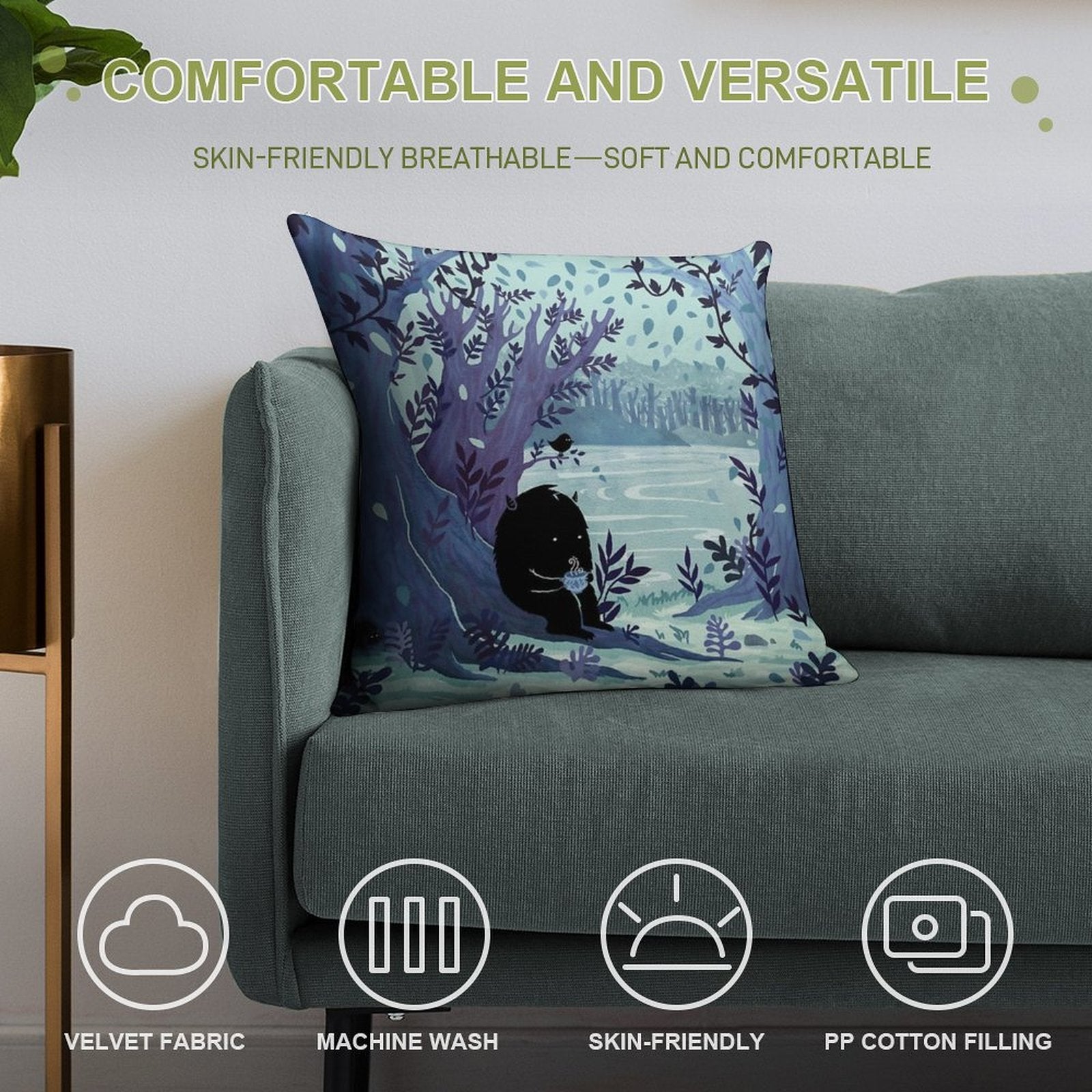 A Quiet Spot of Tea Soft Anti-Pilling Throw Pillow