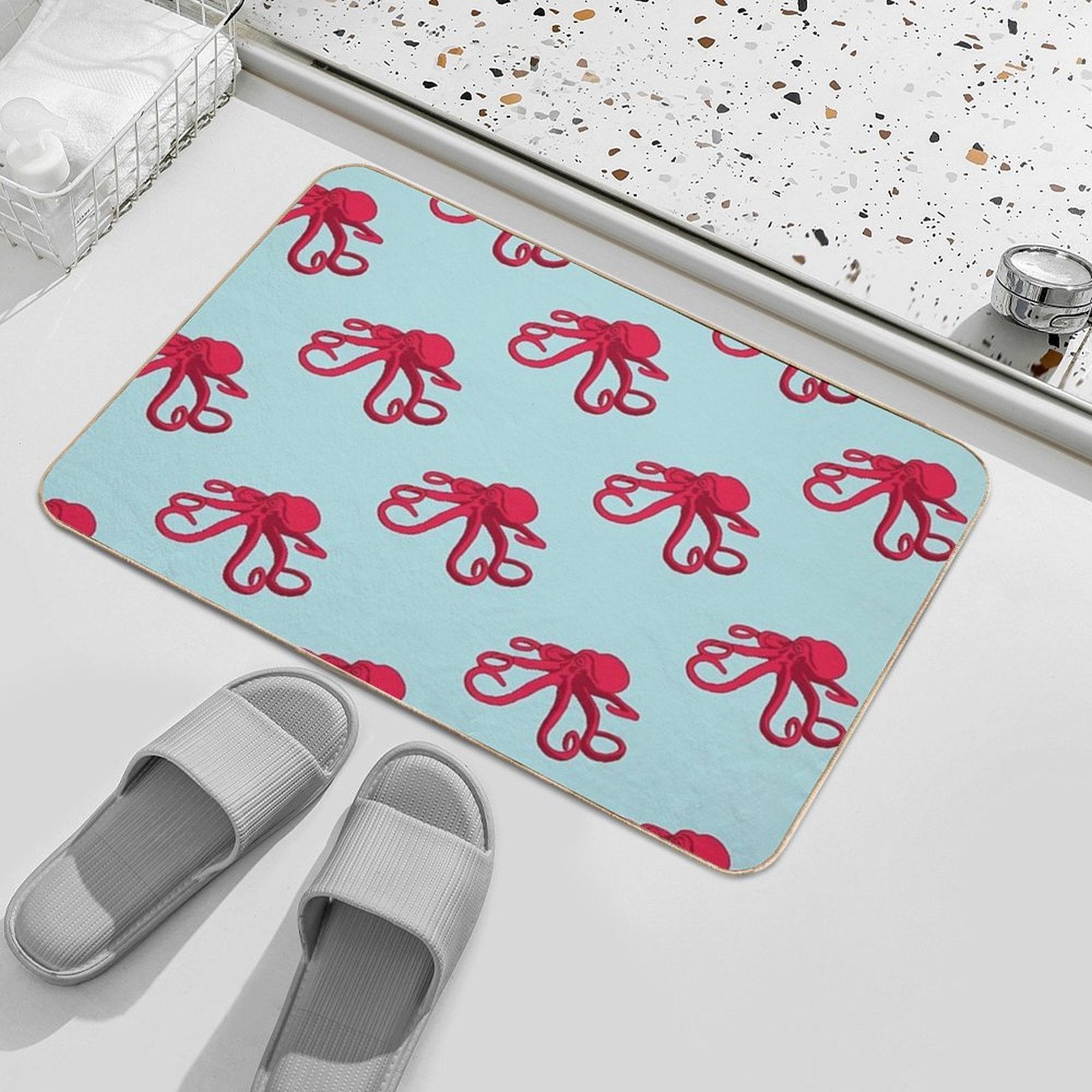 Red Octopus  Long-Lasting Bath Mat