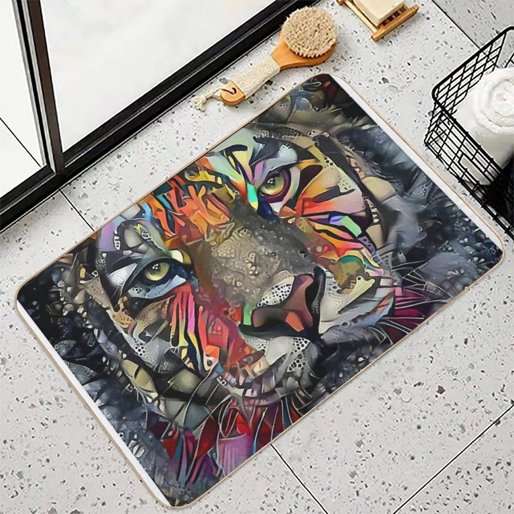 Mikka Jr, Tiger, Tigre, Lea Roche Paintings  Stain-Proof Bath Mat
