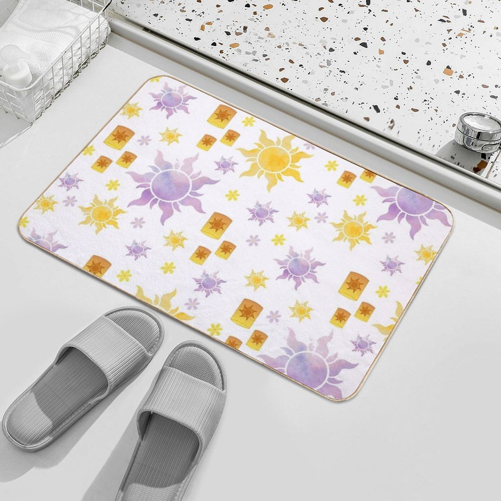 Tangled Sun Pattern  Easy Maintenance Bath Mat