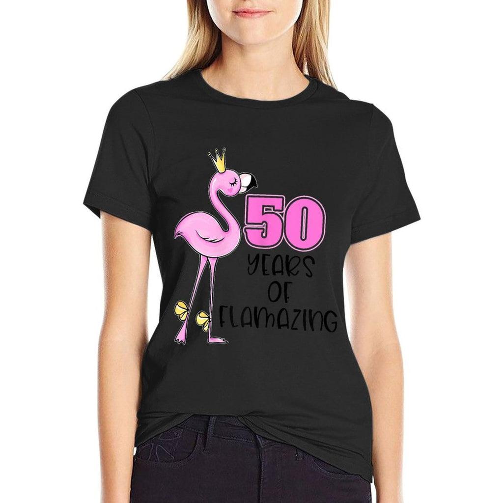 50 Years Of Flamazing Flamingo Design Beach 50th Birthday  Breathable T-Shirt