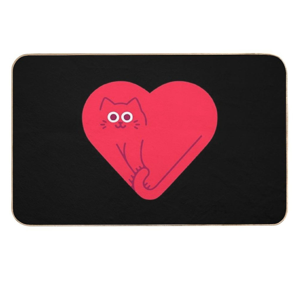 Cute Cat Heart  Toxin-Free Bath Mat