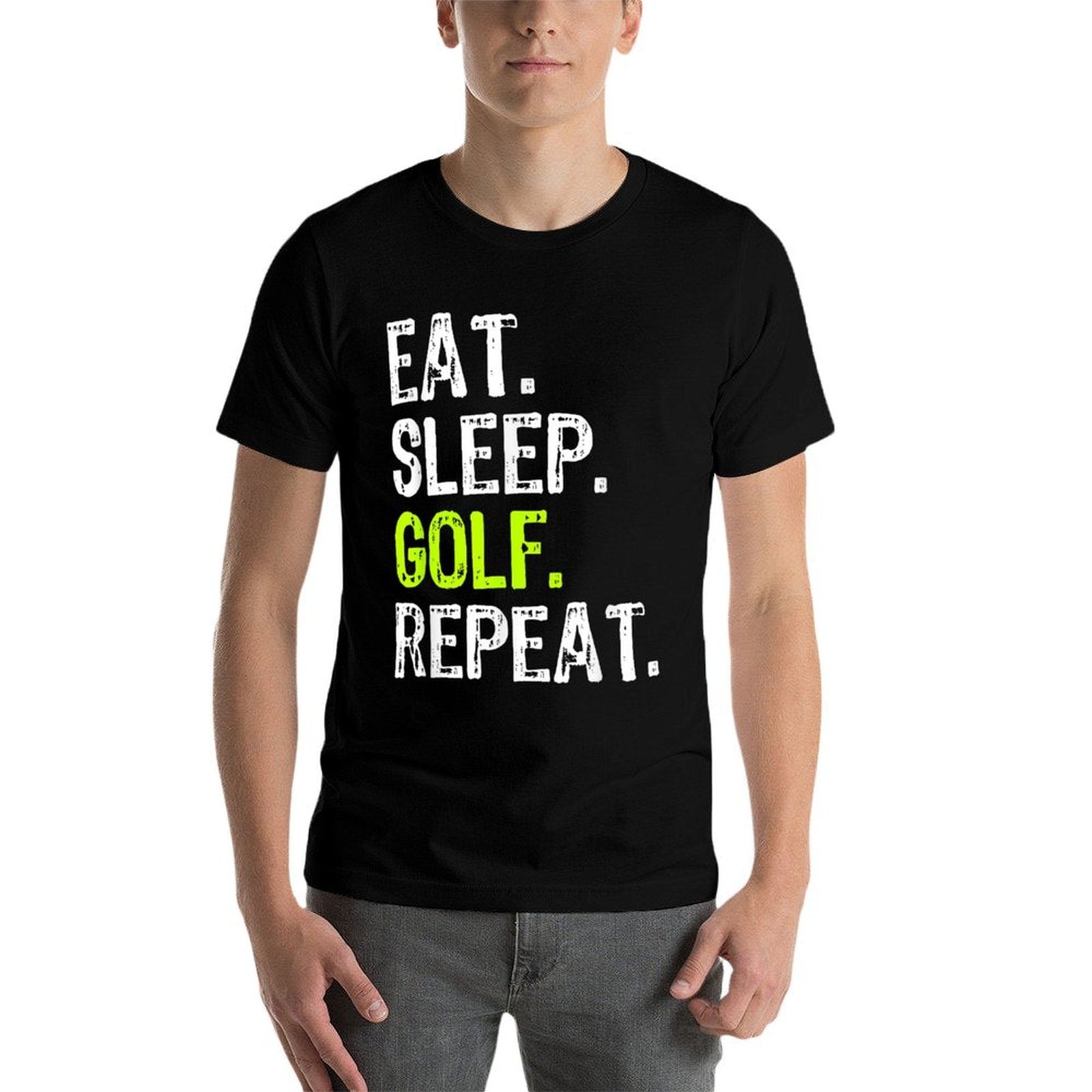 Eat Sleep Golf Repeat Golfer Golfing Funny  Heathered Texture T-Shirt