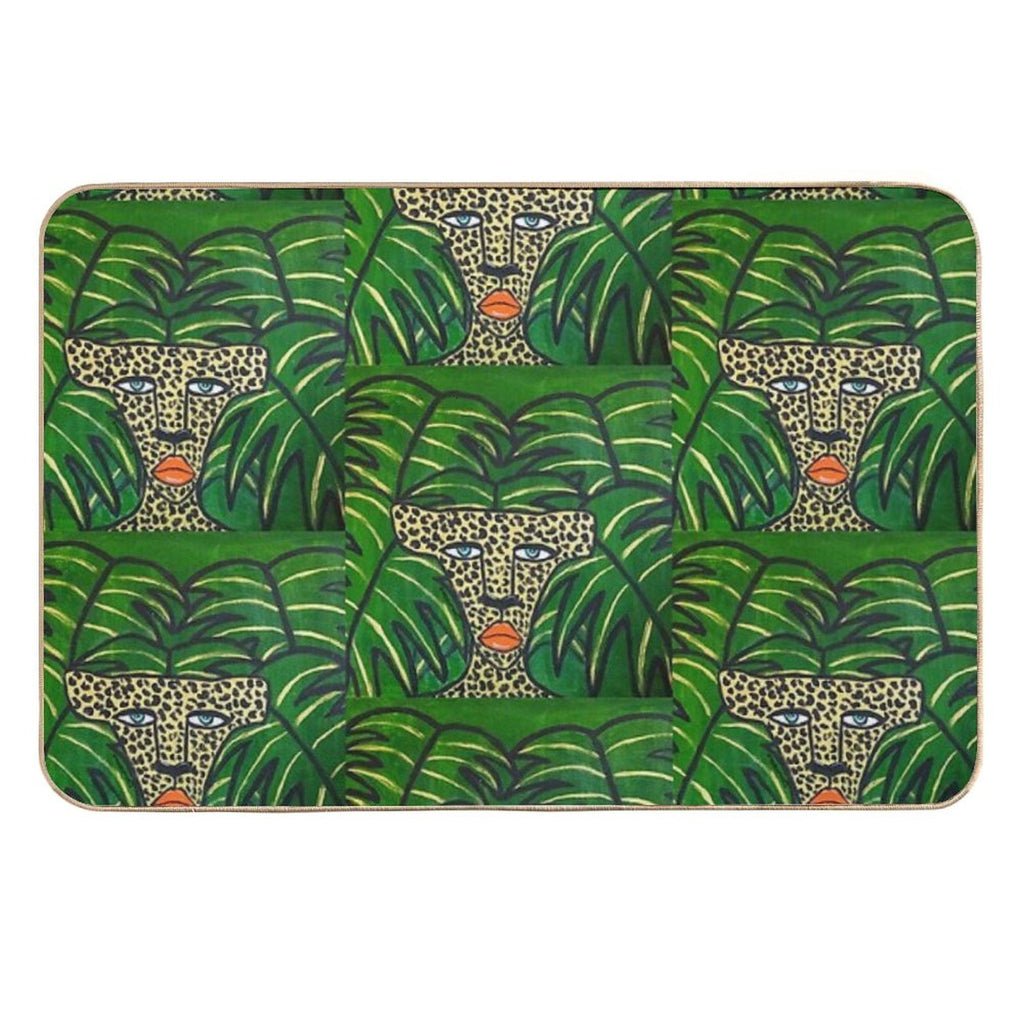 Cheetah On Green Leaves  Pet-Safe Bath Mat
