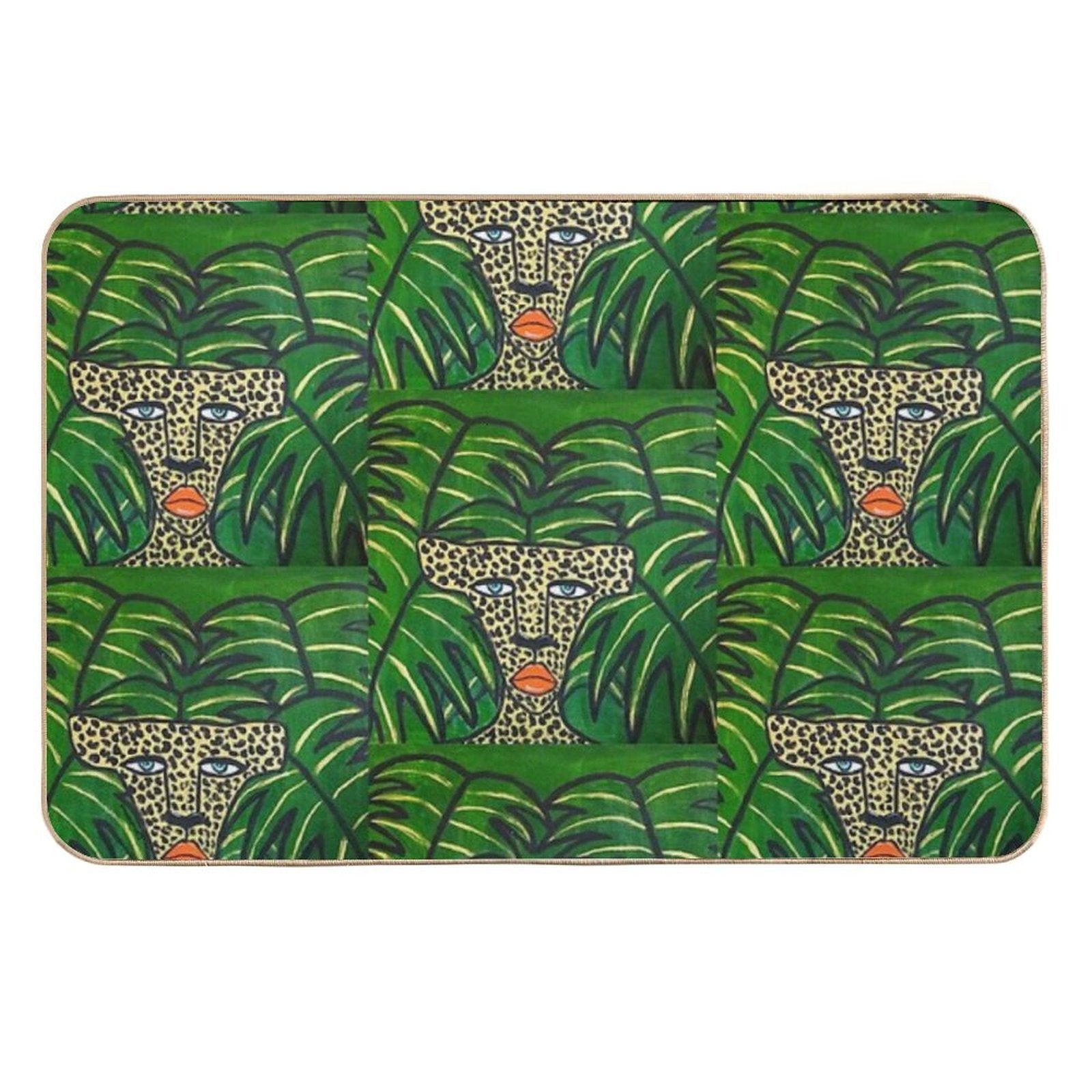 Cheetah On Green Leaves  Pet-Safe Bath Mat