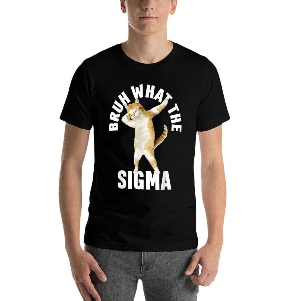 Funny Cat Bruh What The Sigma Saying Adult Sarcastic Meme  Polyester Blend T-Shirt