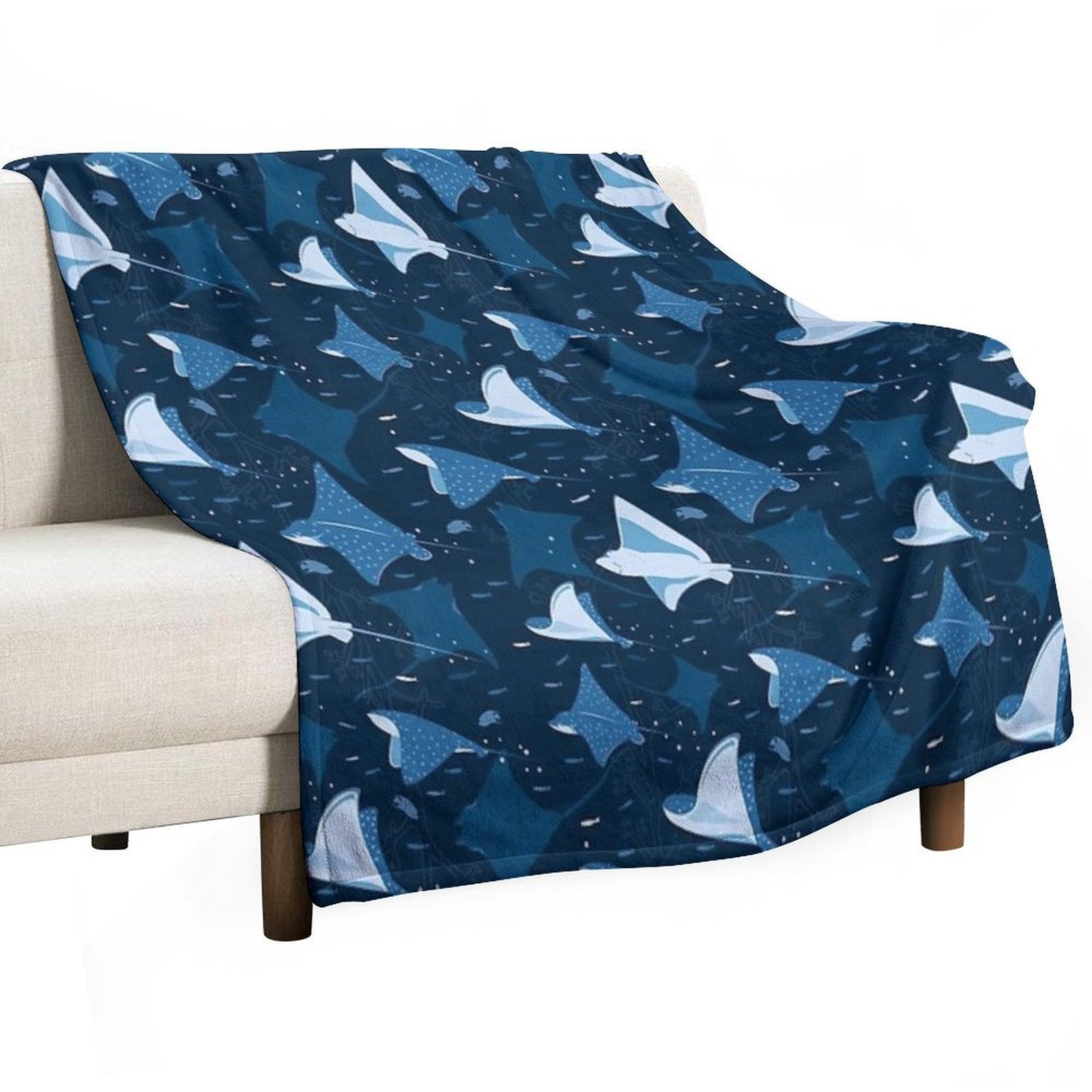 Flying Stingrays Blue Machine-washable Throw Blanket