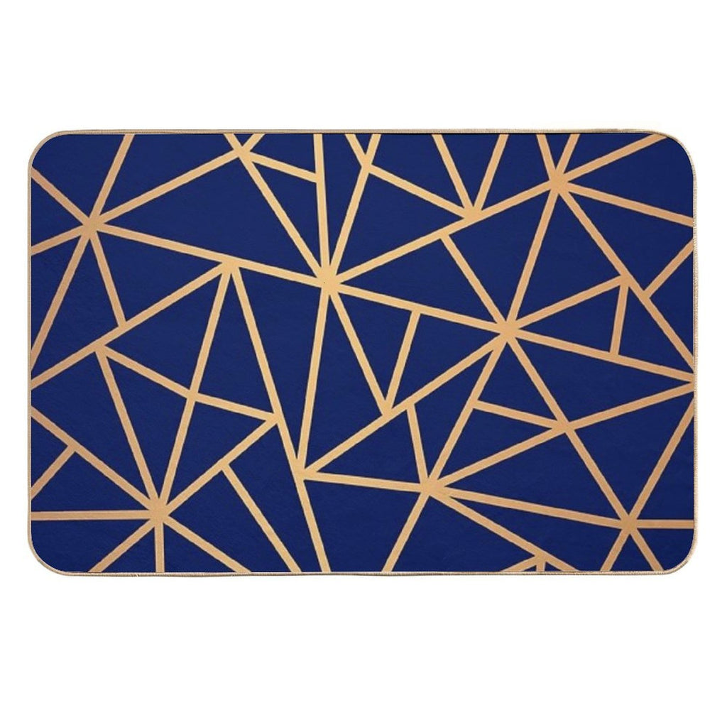 Blue And Gold Geometric Art Deco Lines  Anti-Trip Bath Mat
