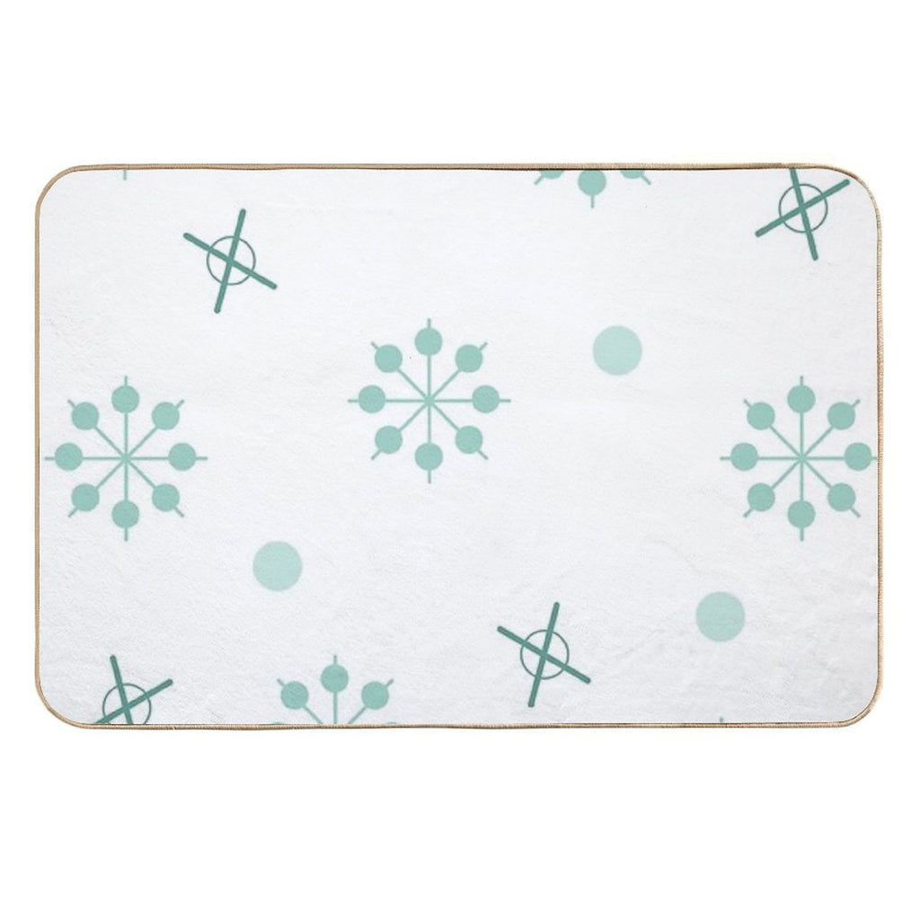 Atomic Age Sputnik Starbursts Winter Green  Easy To Clean Bath Mat