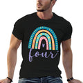 Four Year Old Rainbow 4th Birthday Gifts For Girls 4 Bday  Rolled Sleeves T-Shirt