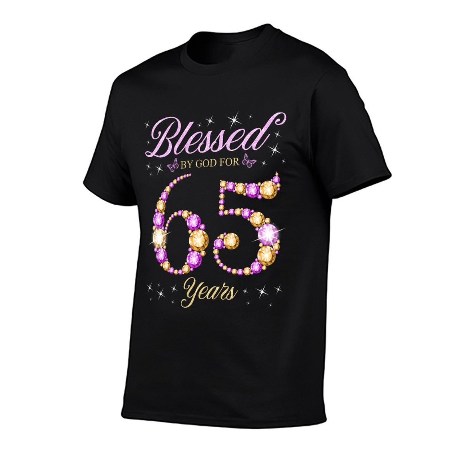 Blessed By God For 65 Years Old 65th Birthday B-Day Party  Rolled Sleeves T-Shirt