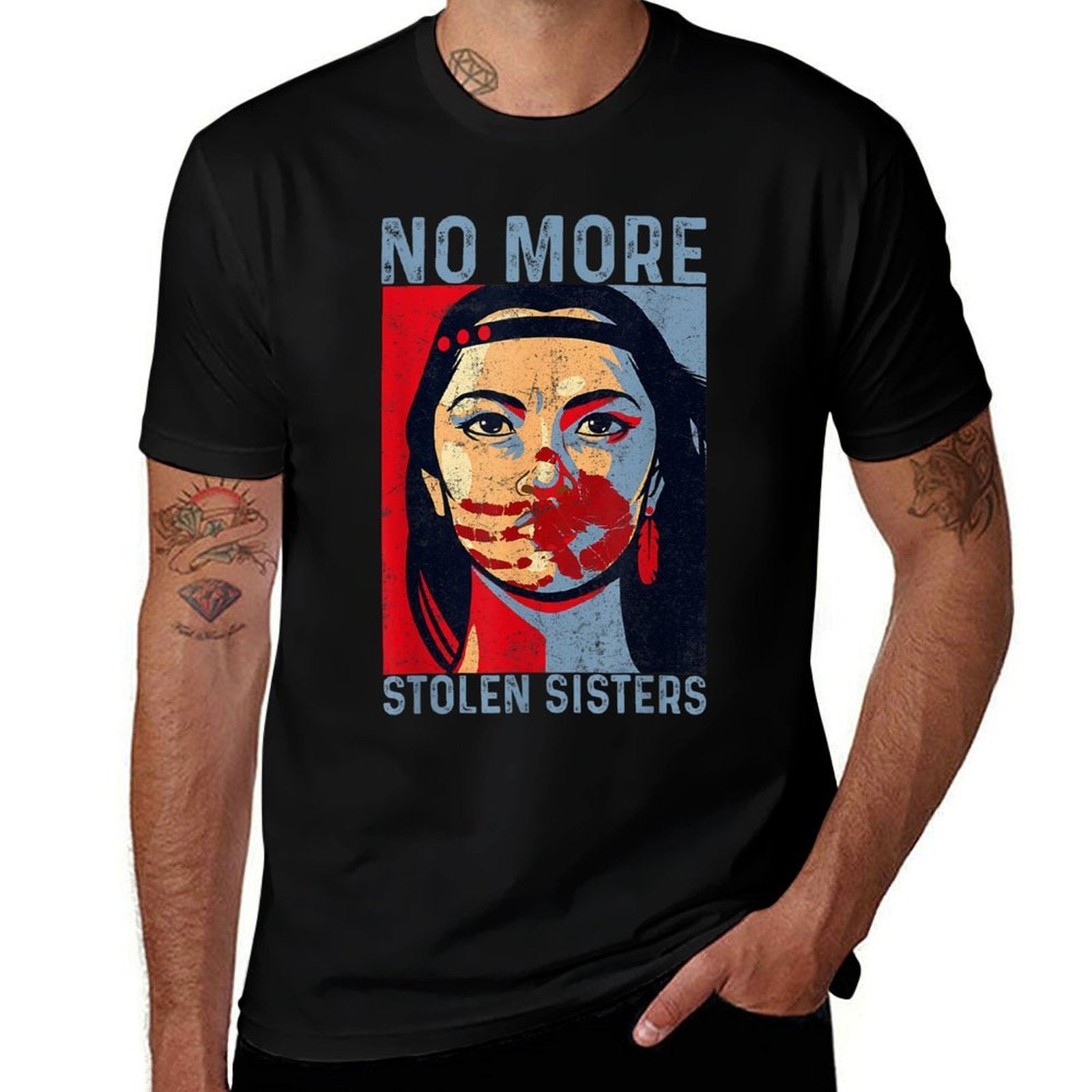 No More Stolen Sisters MMIW Justice Indigenous Native Women  Fade-proof Color T-Shirt