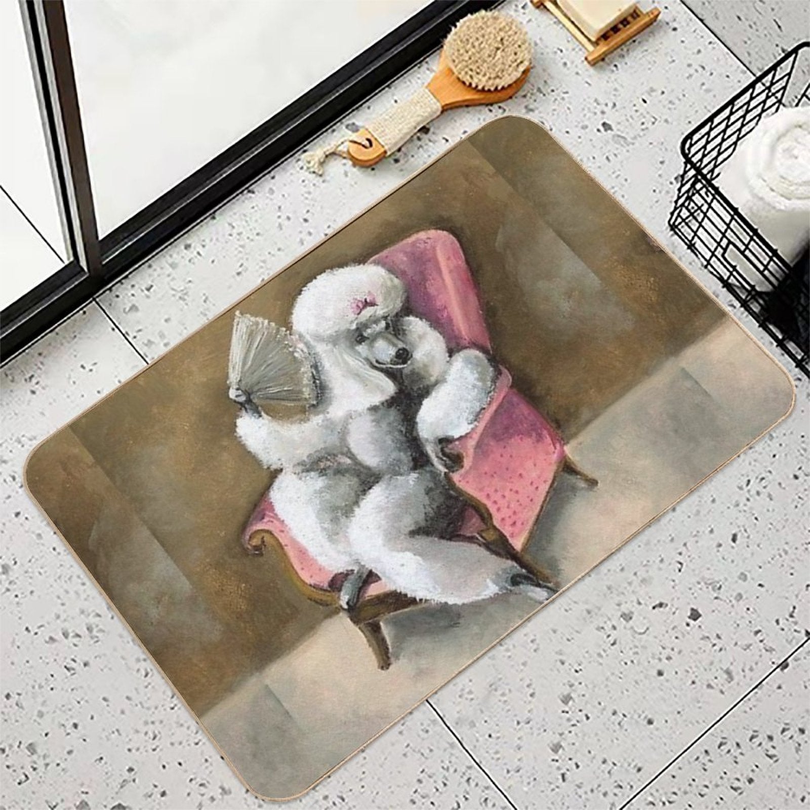 Poodle Cute Pet Dog Dogs Pets Puppy Art Caniche  High-Traffic Bath Mat