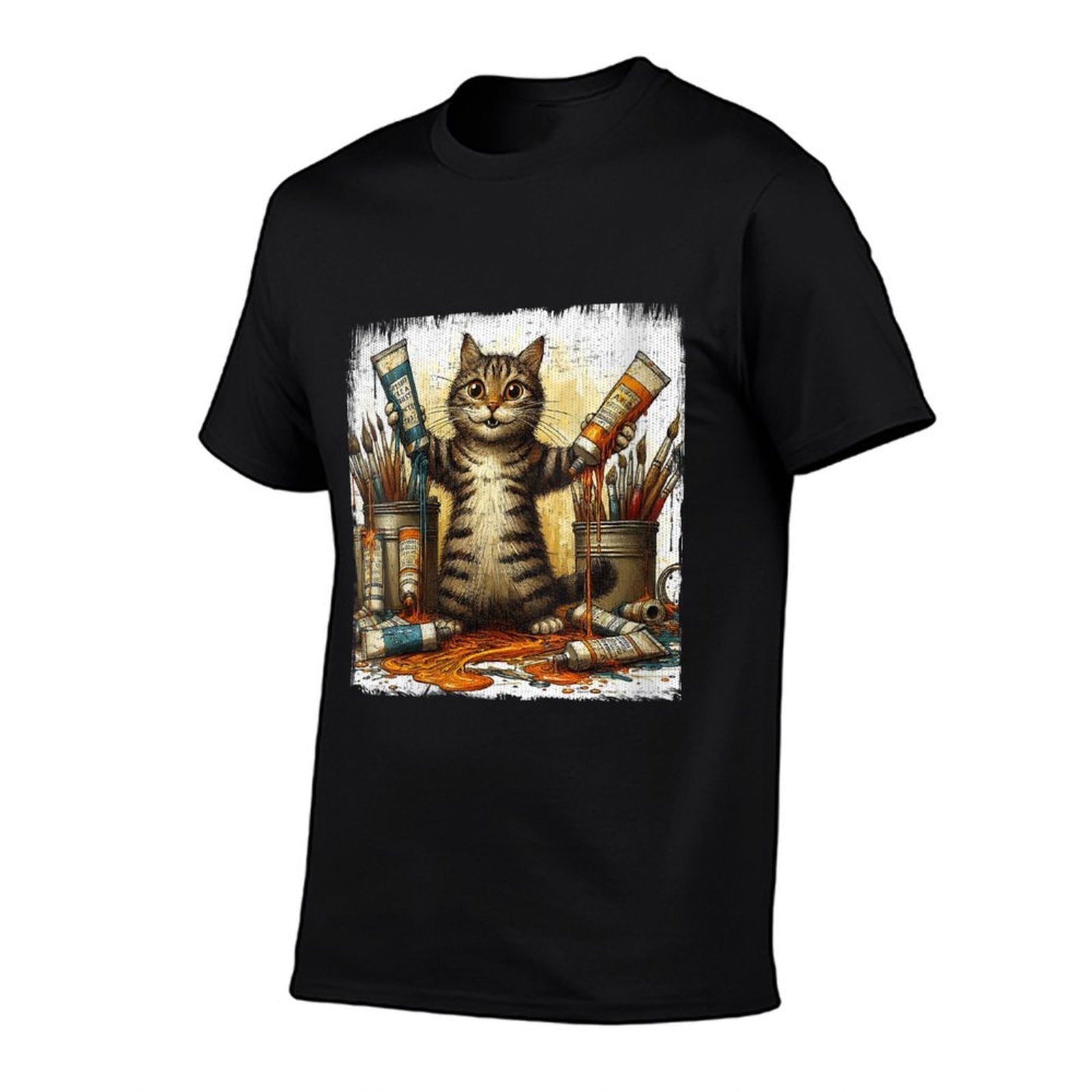 Womens Cat And Oil Paint Design For Painters And Artists  Versatile T-Shirt