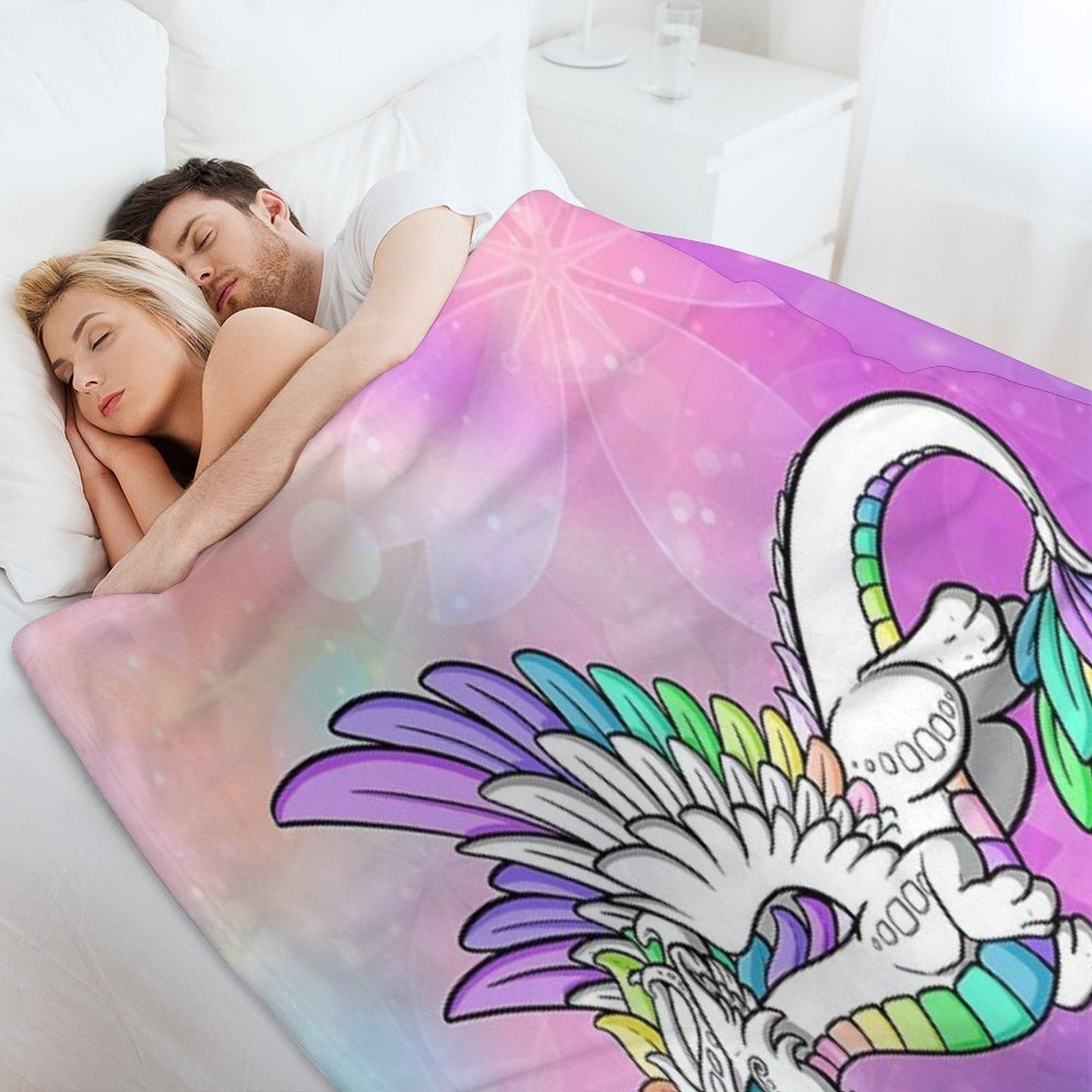 White Rainbow Dragon Eco-conscious Throw Blanket