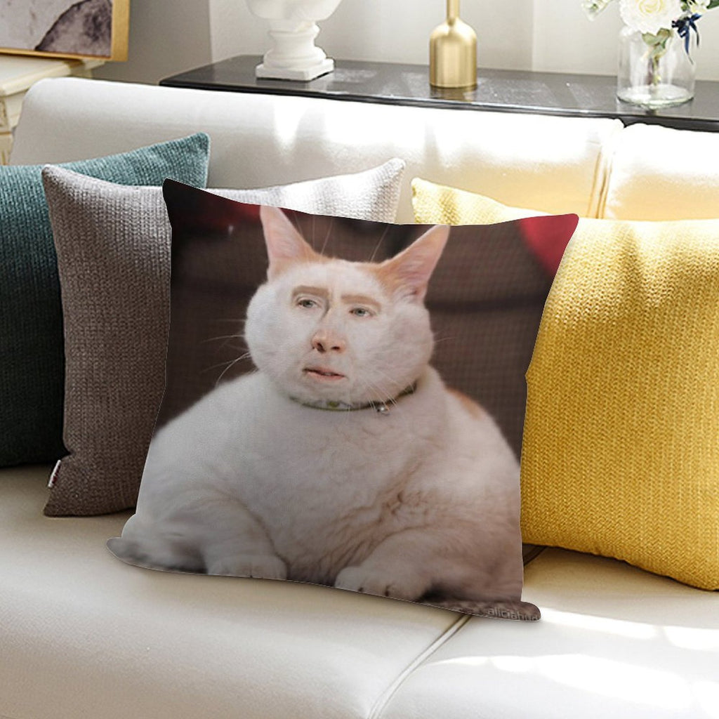 Nicolas Cage Photoshop Cat Soft Anti-Pilling Throw Pillow