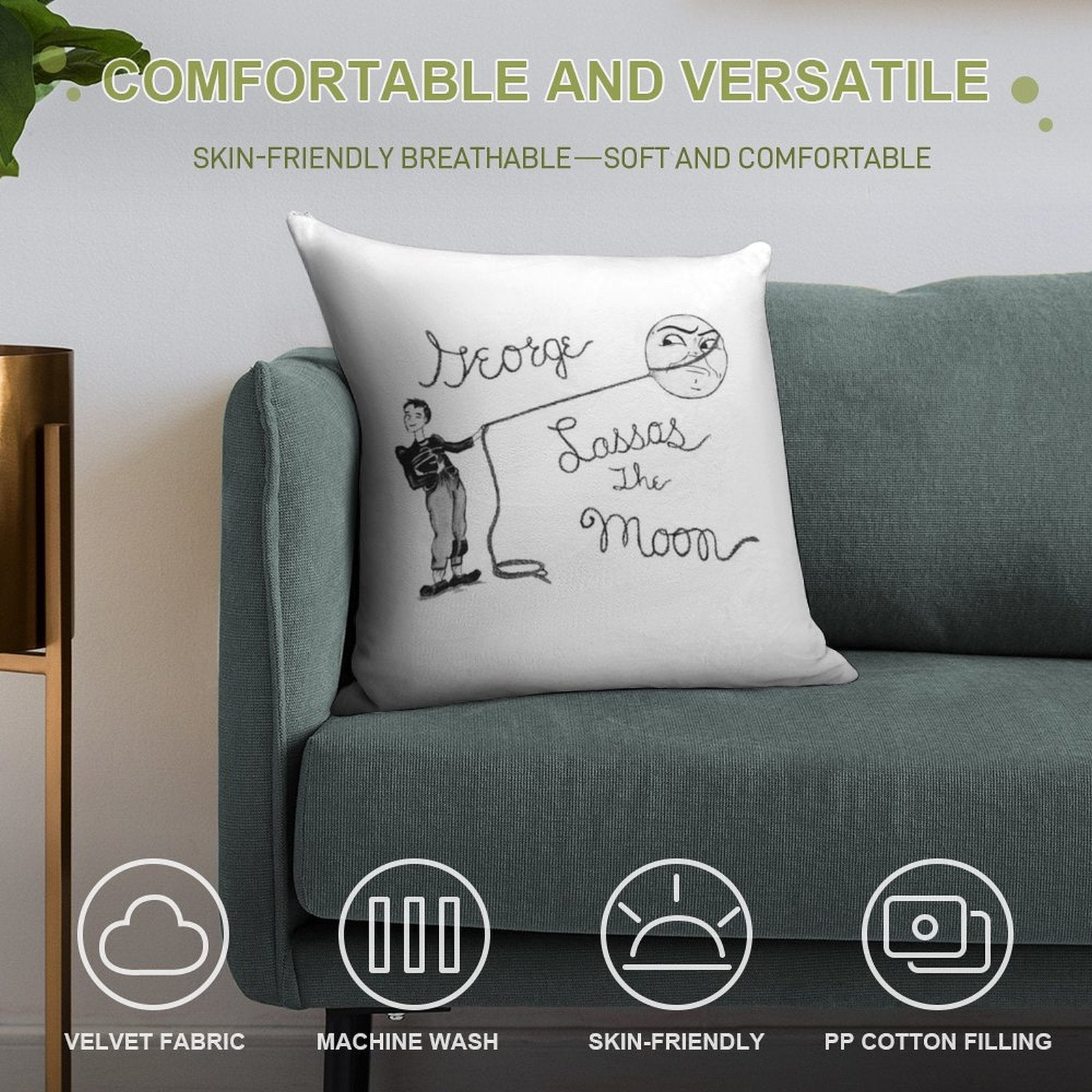 Moon Capture Soft Durable Construction Throw Pillow