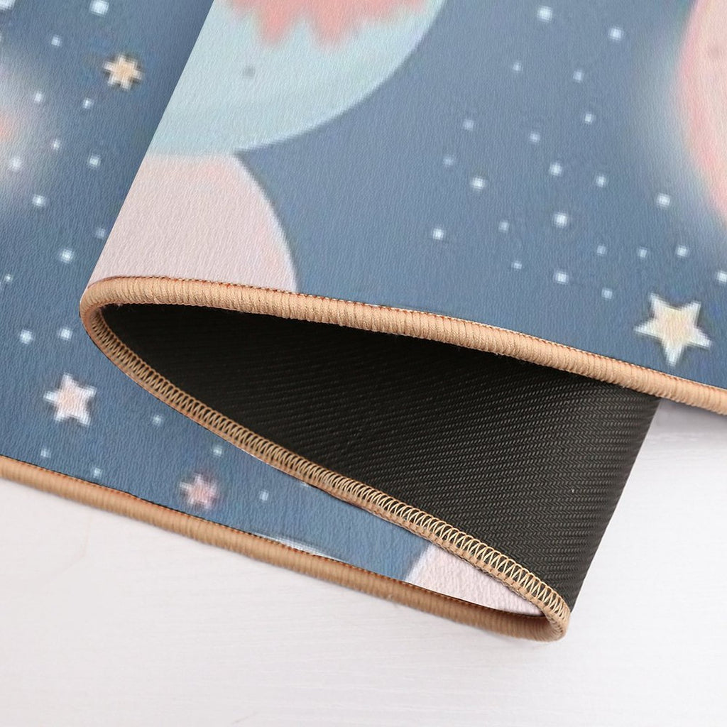 Whimsical Stars And Moon Pattern in Soft Pastel Colors  Anti-Trip Bath Mat