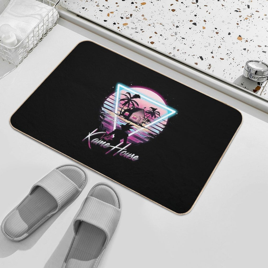Turtle House Retro T-Shirt  Easy To Clean Bath Mat