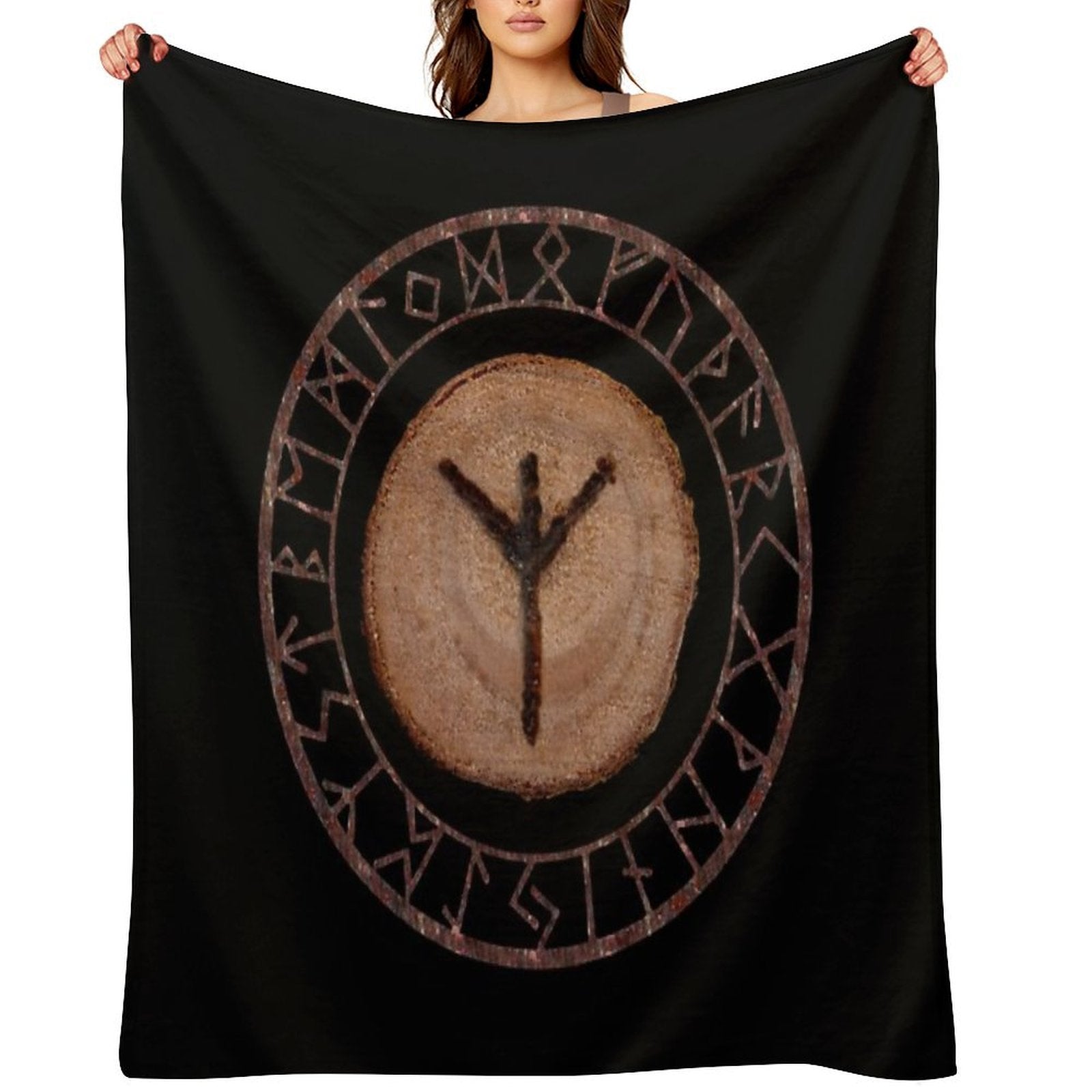 Algiz Elder Futhark Rune Versatility Throw Blanket