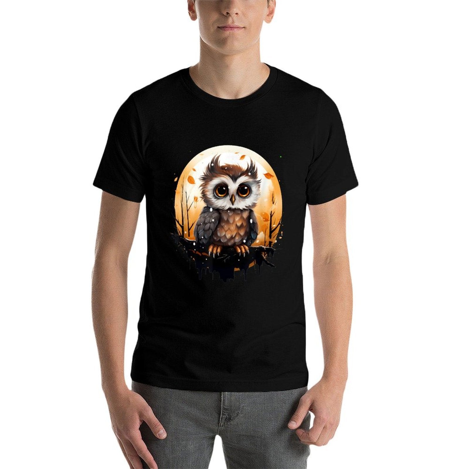 Charming Cute Adorable Owl in Autumn Twilight  Durable T-Shirt