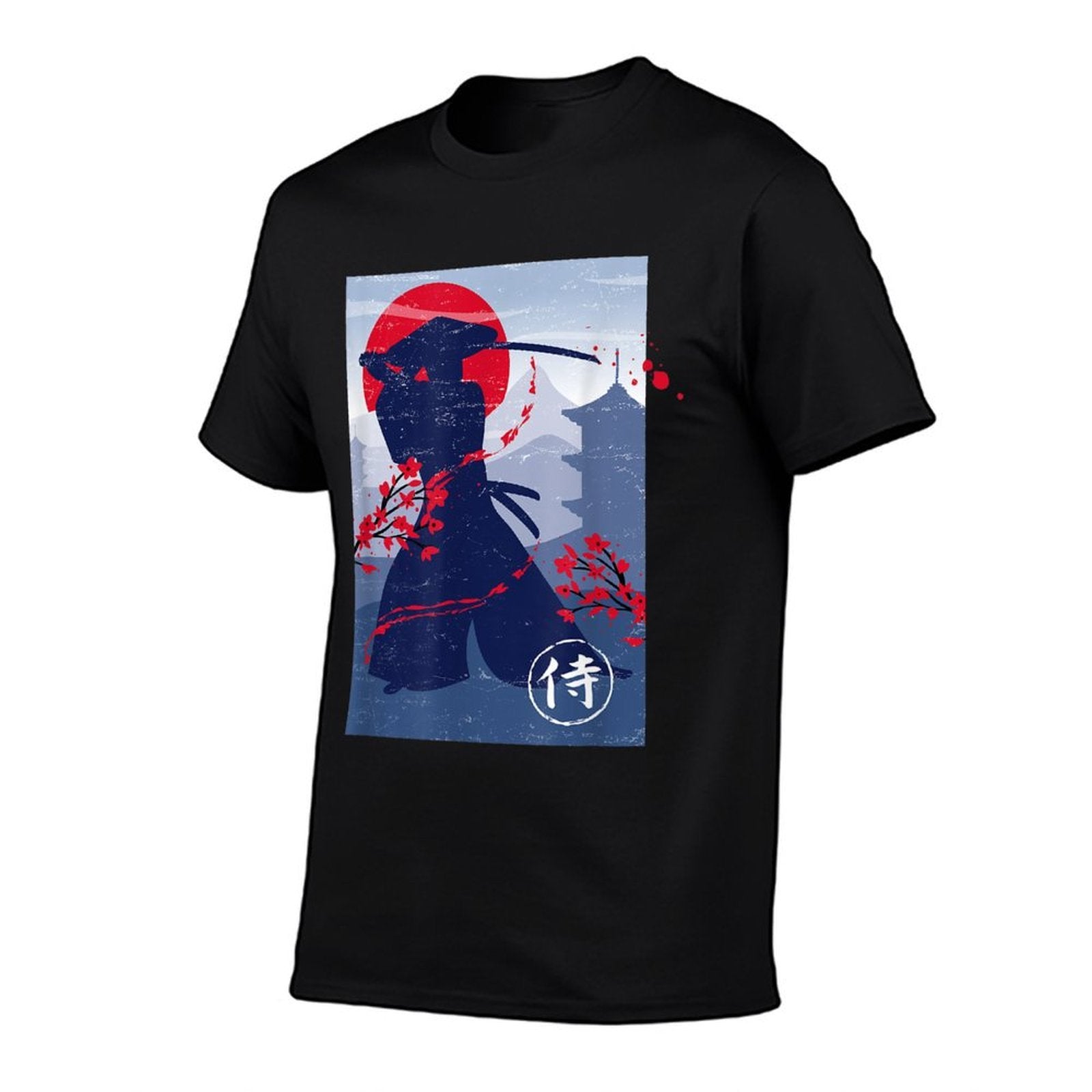 Japanese Samurai Swordsman  Ribbed Collar T-Shirt
