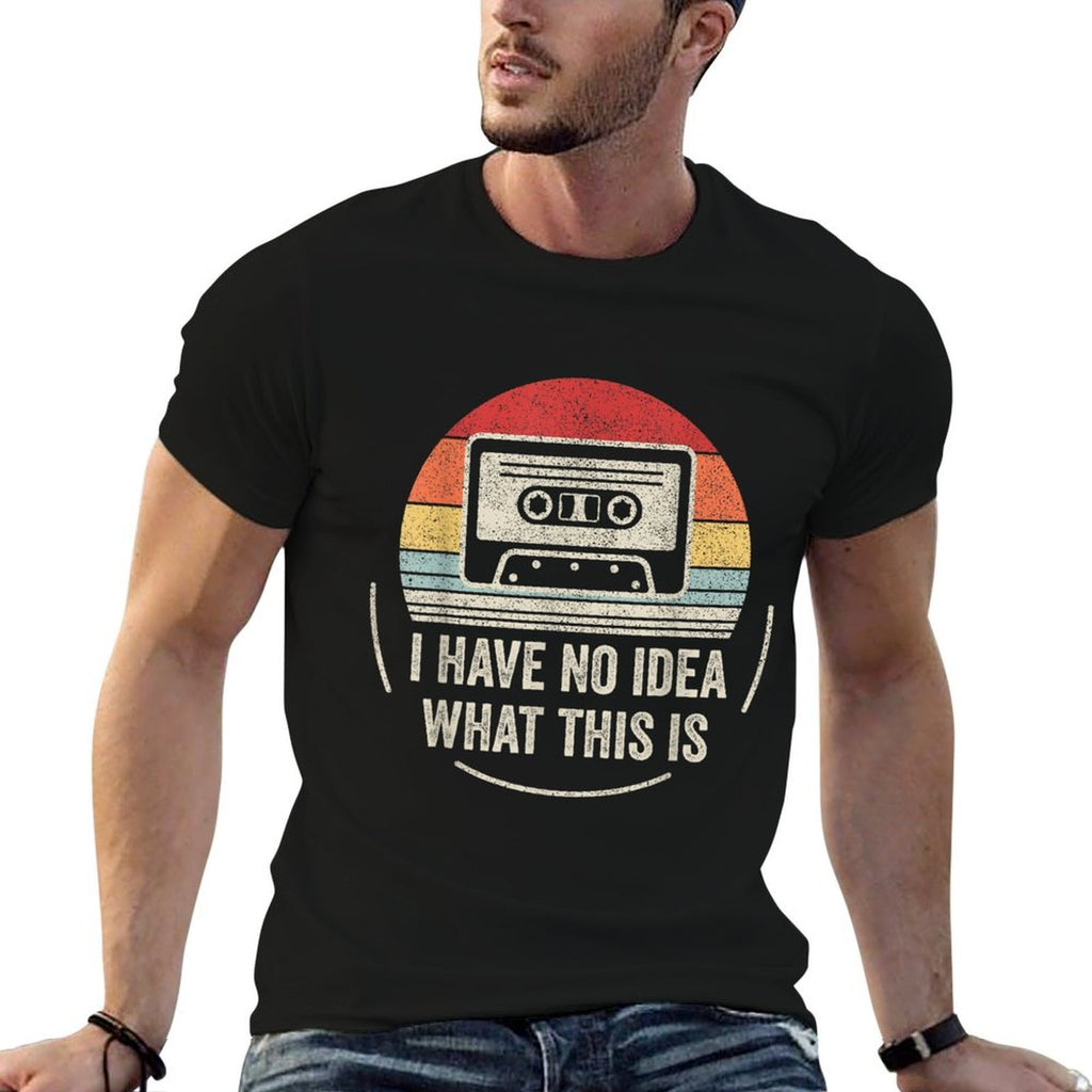 Retro Cassette Kids Funny, Classic Fit,, Black  Stretchy T-Shirt