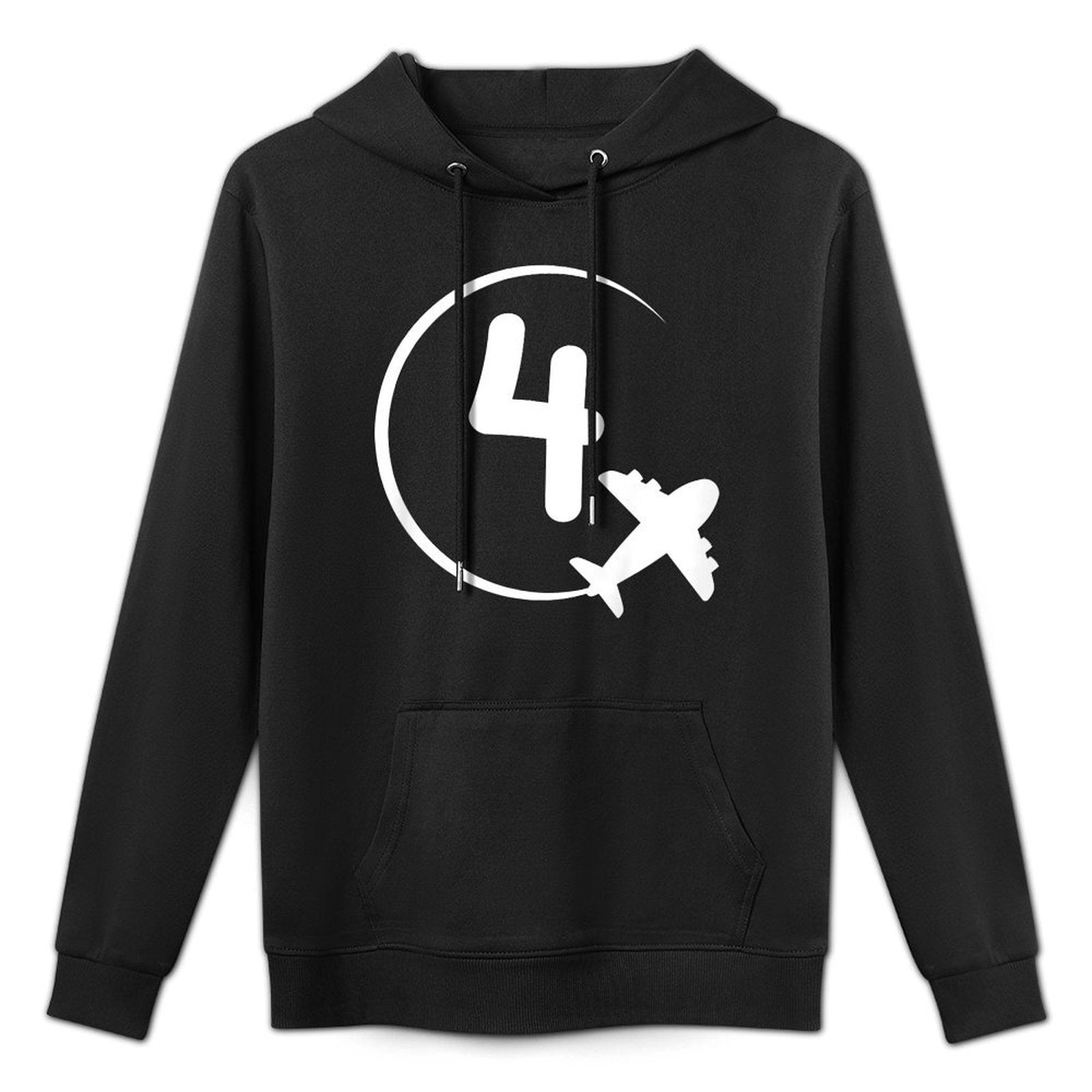 Kids Four 4 Year Old Birthday Airplane Shirt. Boy 4th Birthday Shape Retention Hoodie