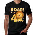 Kids Children 4th Birthday Lion 4 Years Old Young Boy Lion  Breathable T-Shirt