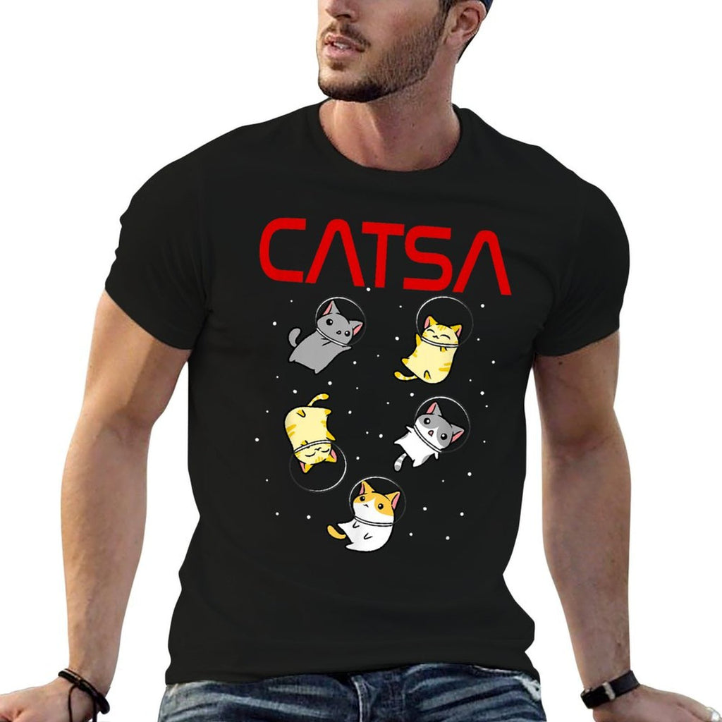 Funny Space Astronaut Cat Gifts Men Women Kids Cats Space  Relaxed-fit T-Shirt