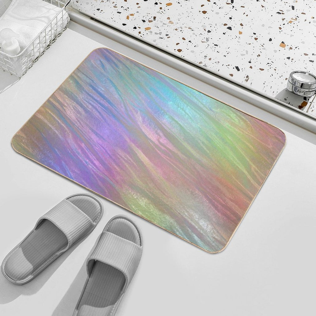 Holographic Neon Crystal Sheet  Rapid-Drying Bath Mat
