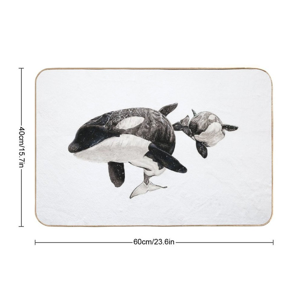 Katina And Taku The Killer Whales Drawing  Toxin-Free Bath Mat