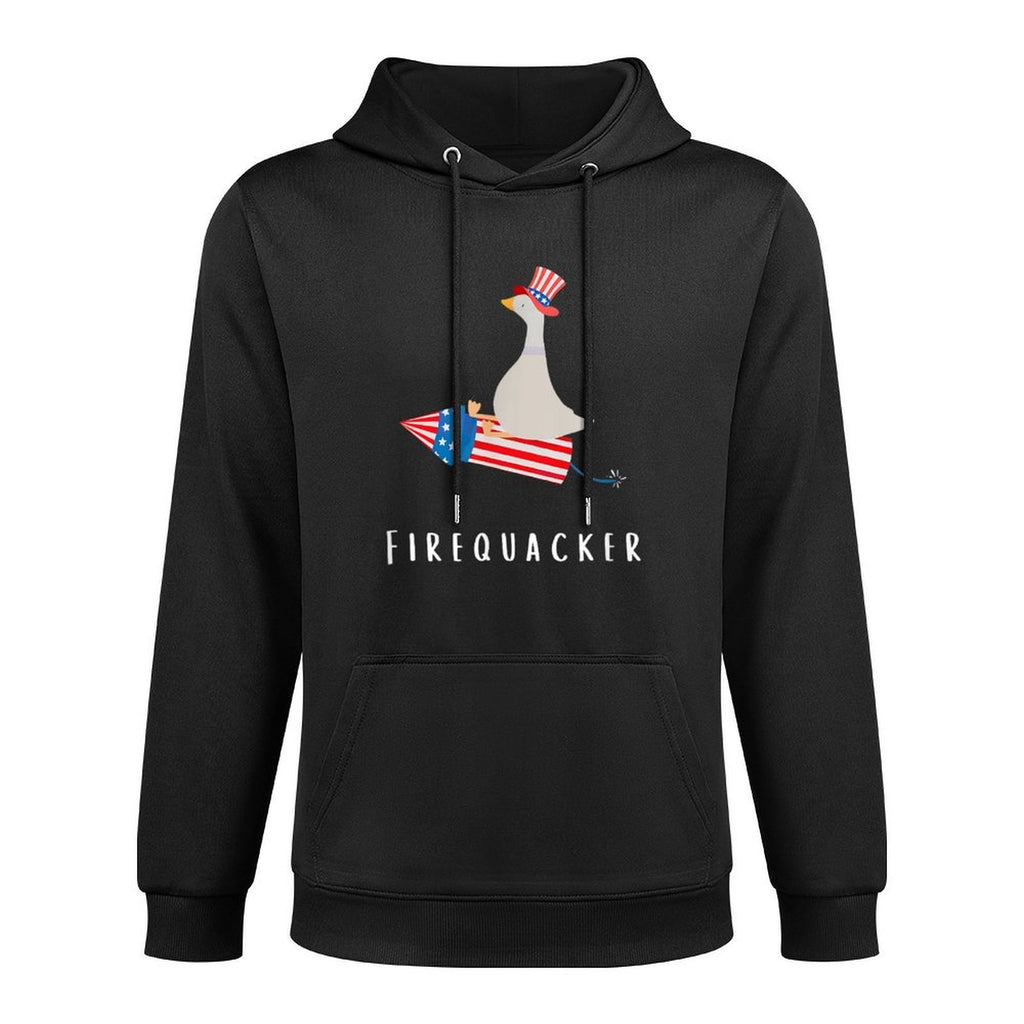 Funny Goose Fourth Of July Firequacker Independence Day Durable Construction Hoodie