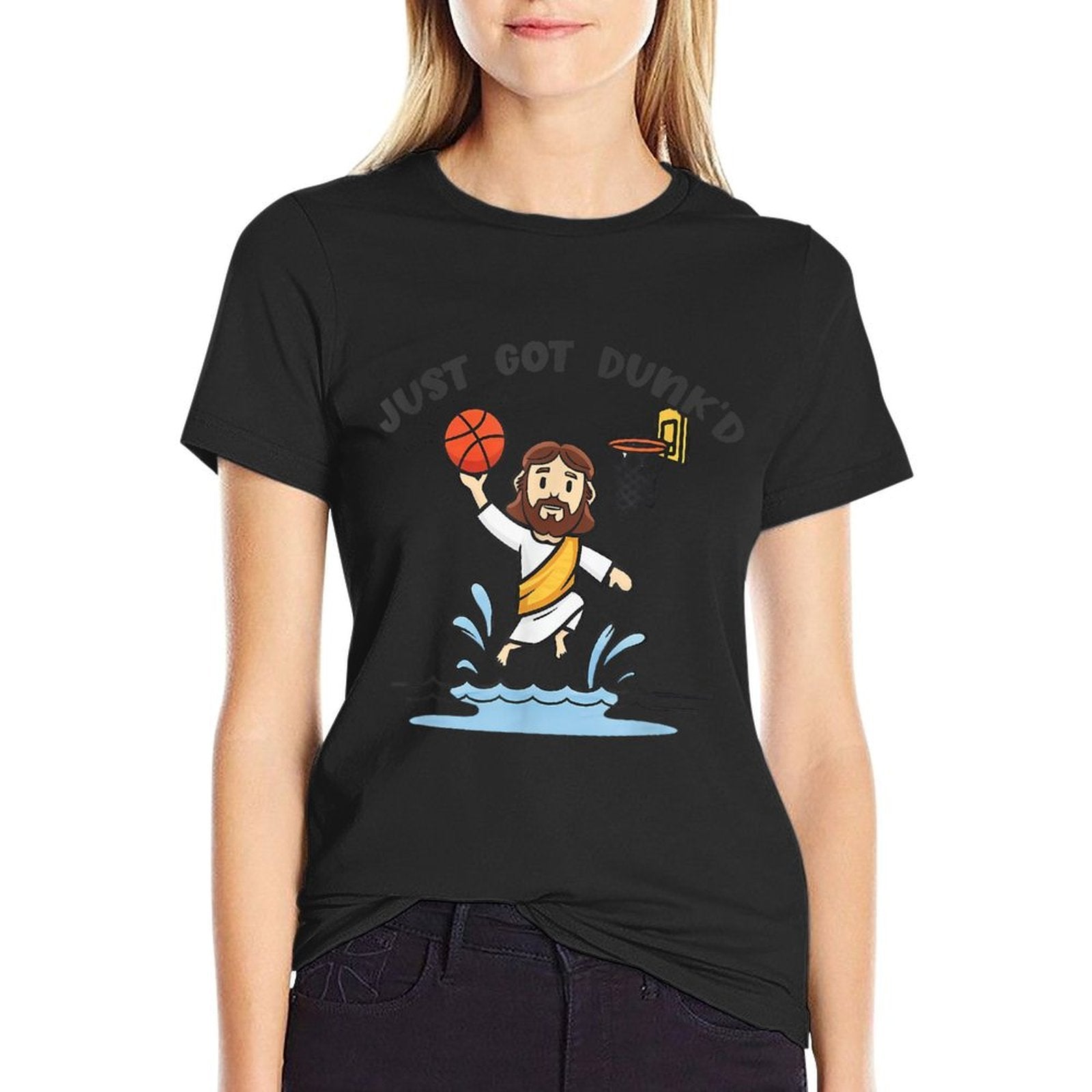 Just Got Dunked Funny Baptism Jesus Playing Basketball  Durable T-Shirt
