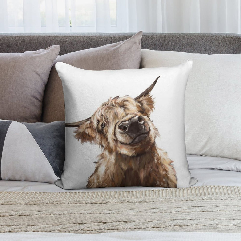 Highland Cow Soft Skin-Friendly Throw Pillow