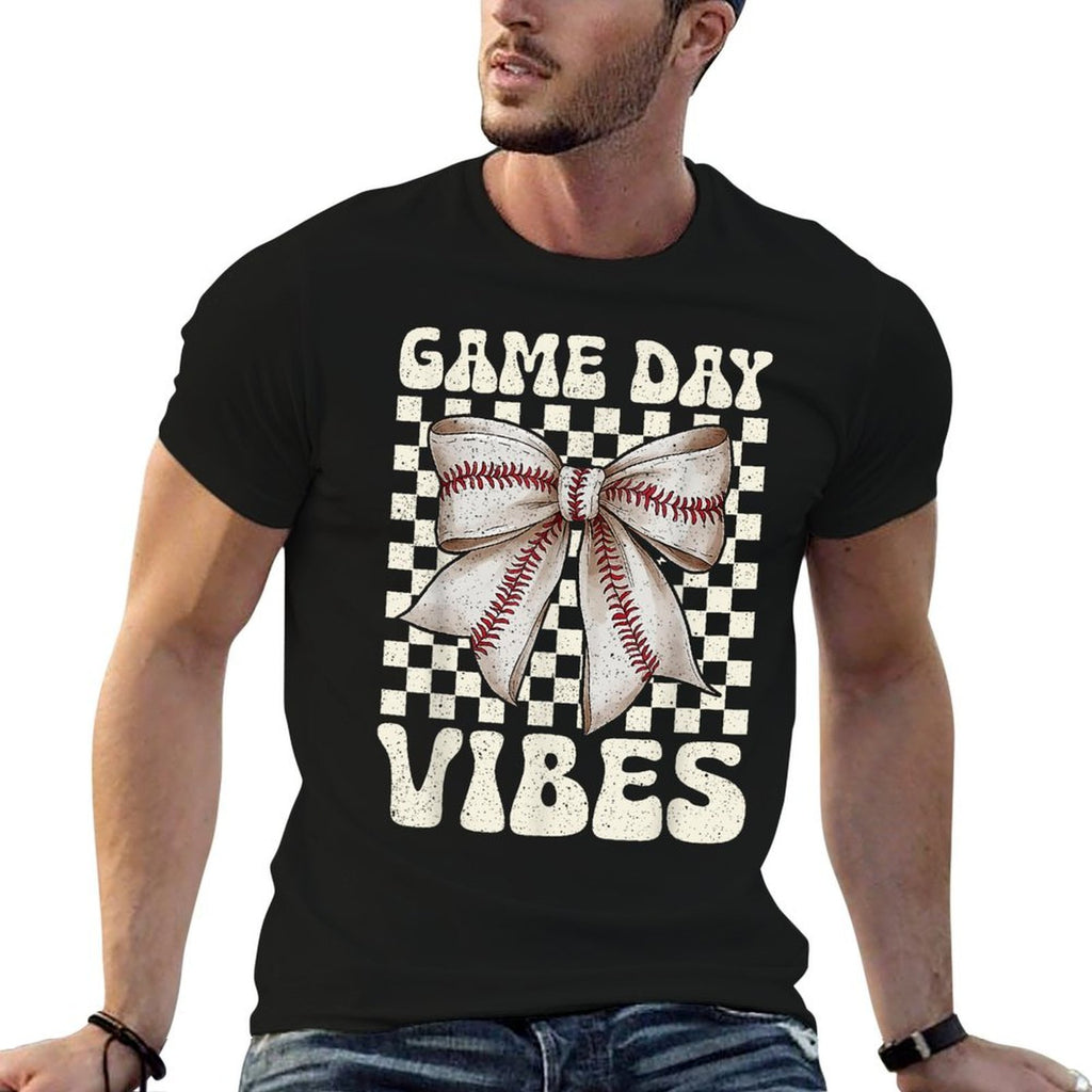 Coquette Bow Baseball Game Day Vibes Groovy Women Kids  Affordable Price T-Shirt