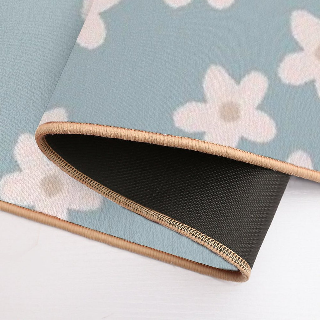 Spring Floral Daisy Print in Pastel Blue  Pet-Safe Bath Mat