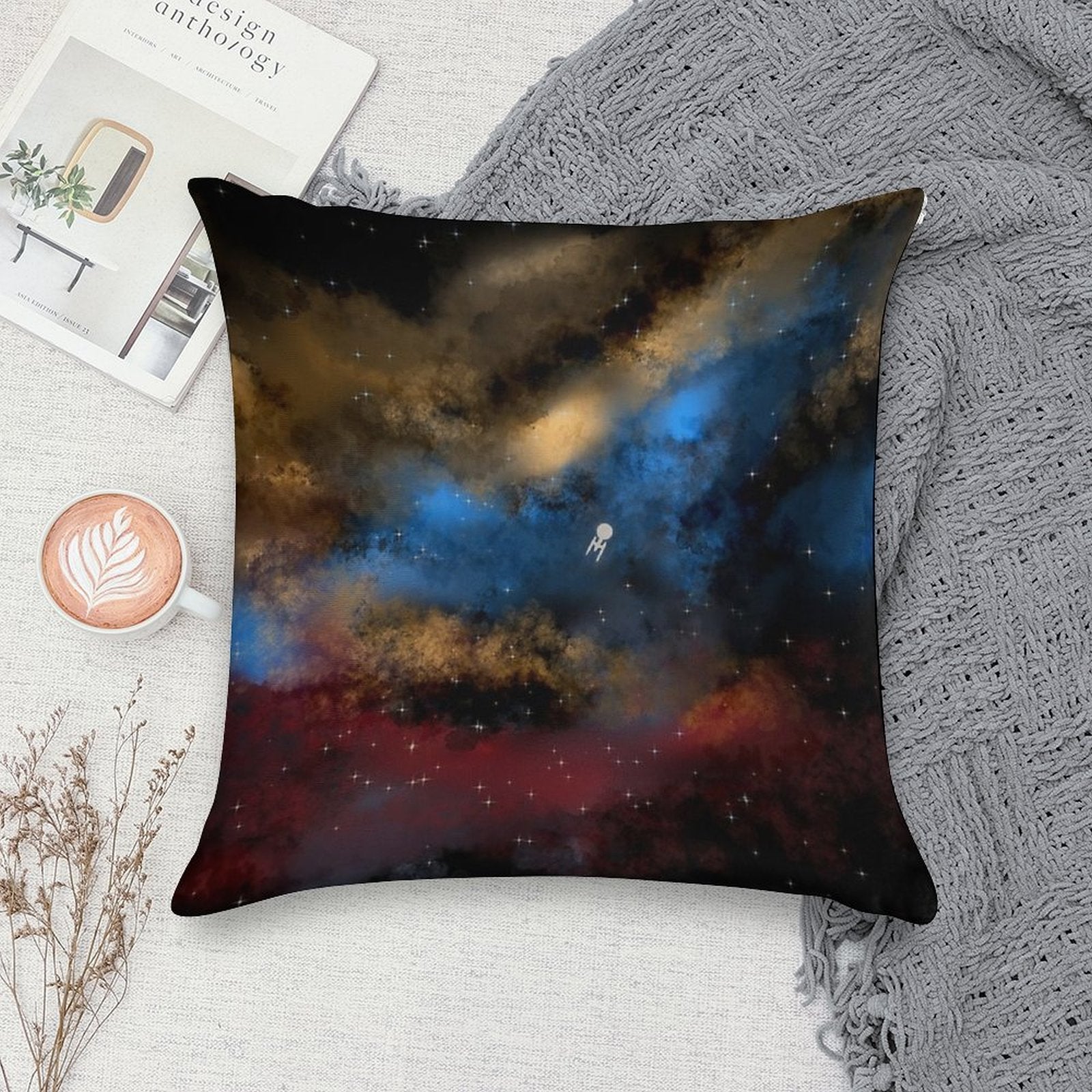 Star Trek - Boldy Going Digital Painting - StarTrek Soft Easy Maintenance Throw Pillow