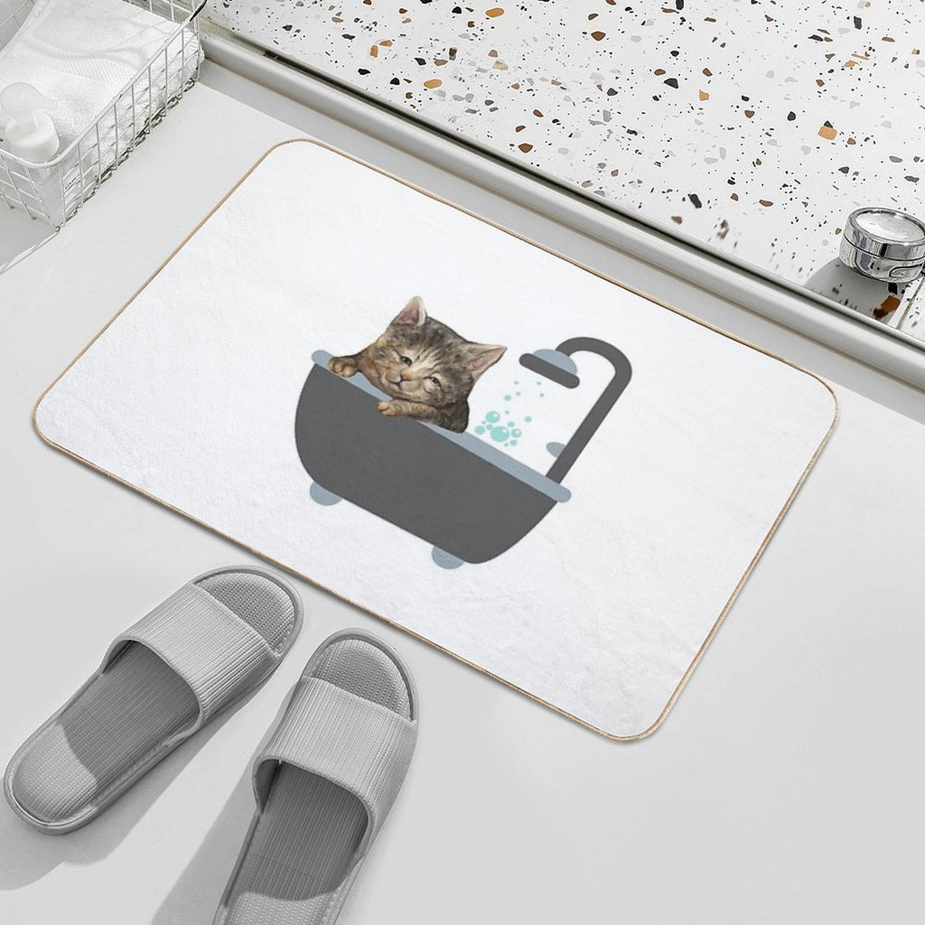 Bath Cat A Funny And Cute Lazy Cat Design  Slip-Resistant Bath Mat