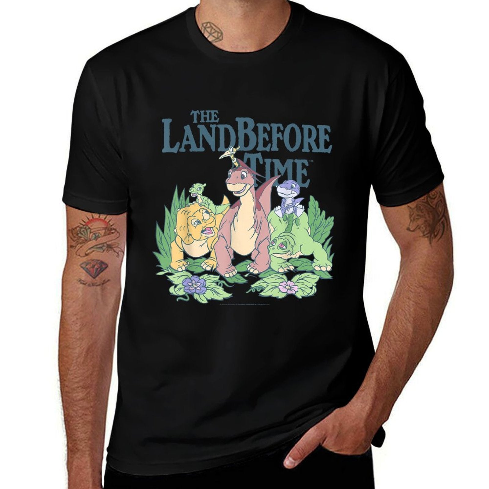 Land Before Time Pastel Dinosaur Friends  Heathered Texture T-Shirt