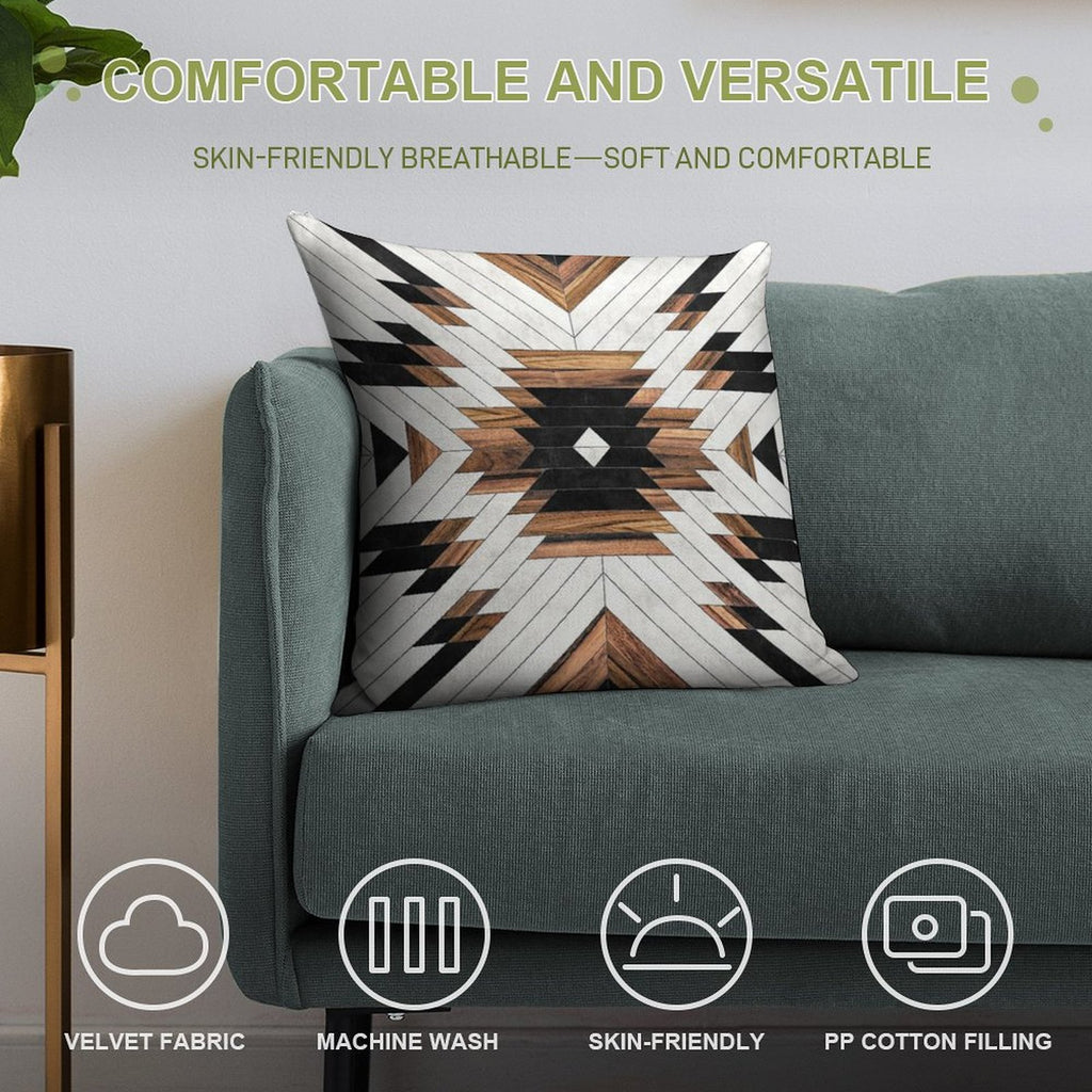 Urban Tribal Pattern No.5 - Aztec - Concrete And Wood Soft Hidden Zipper Throw Pillow