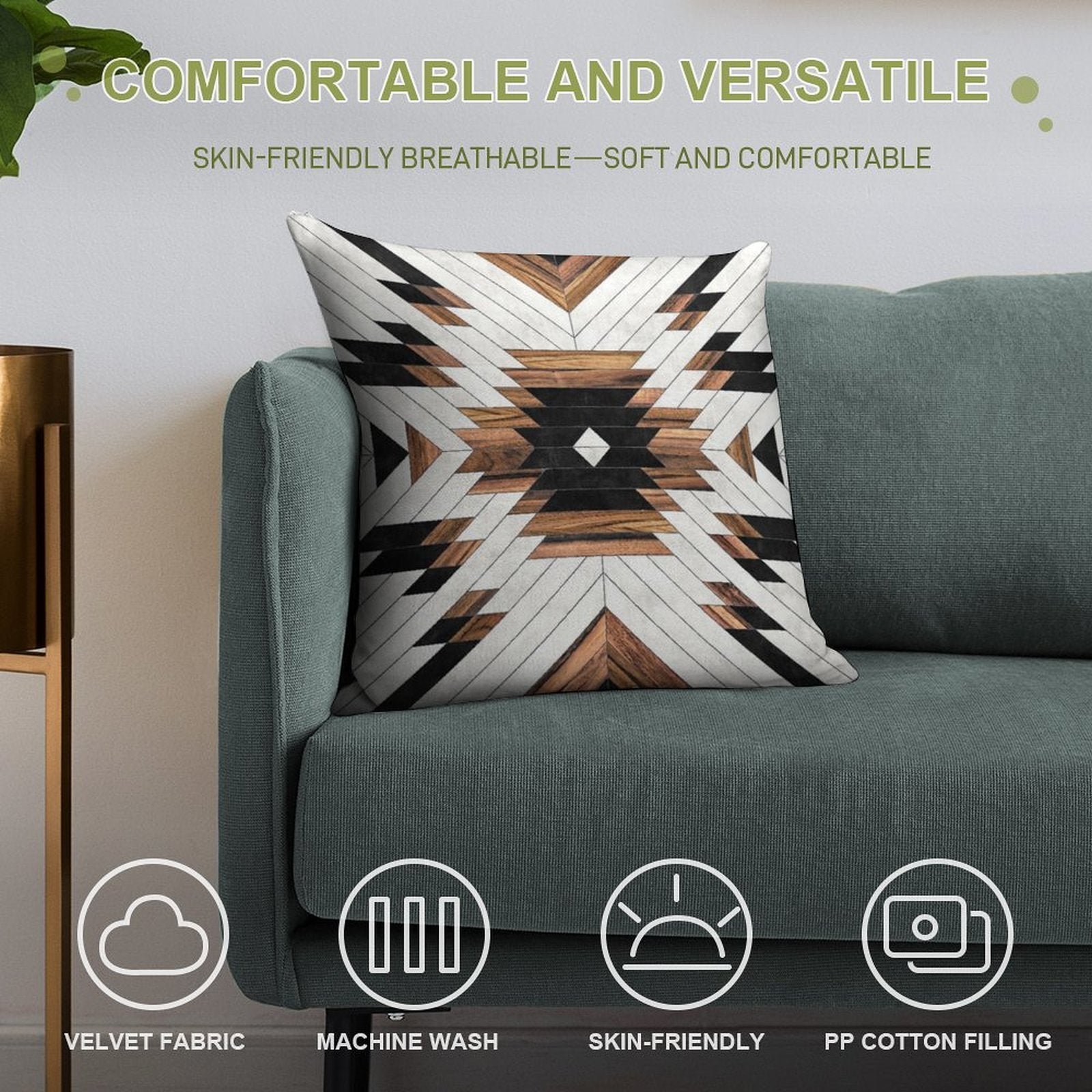 Urban Tribal Pattern No.5 - Aztec - Concrete And Wood Soft Hidden Zipper Throw Pillow