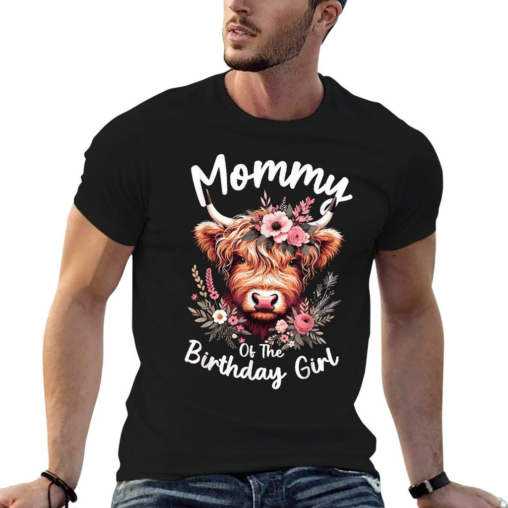 Mommy Of The Birthday Girl Highland Cow  Relaxed-fit T-Shirt