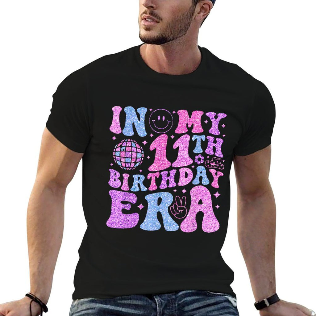 In My 11th Birthday Era 11 Year Old Birthday Retro Disco  Relaxed-fit T-Shirt