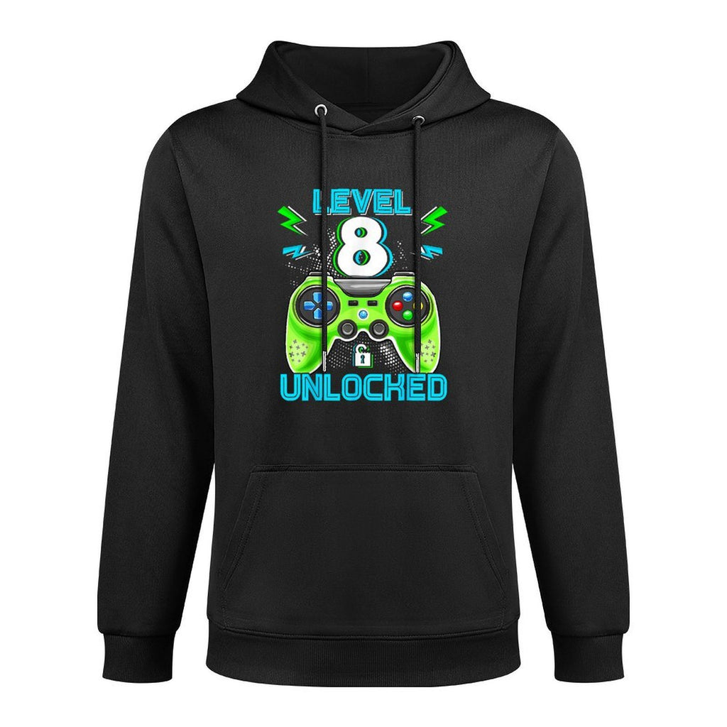 Level 8 Unlocked Birthday Kids 8th Video Game Eight Year Old Machine Washable Hoodie