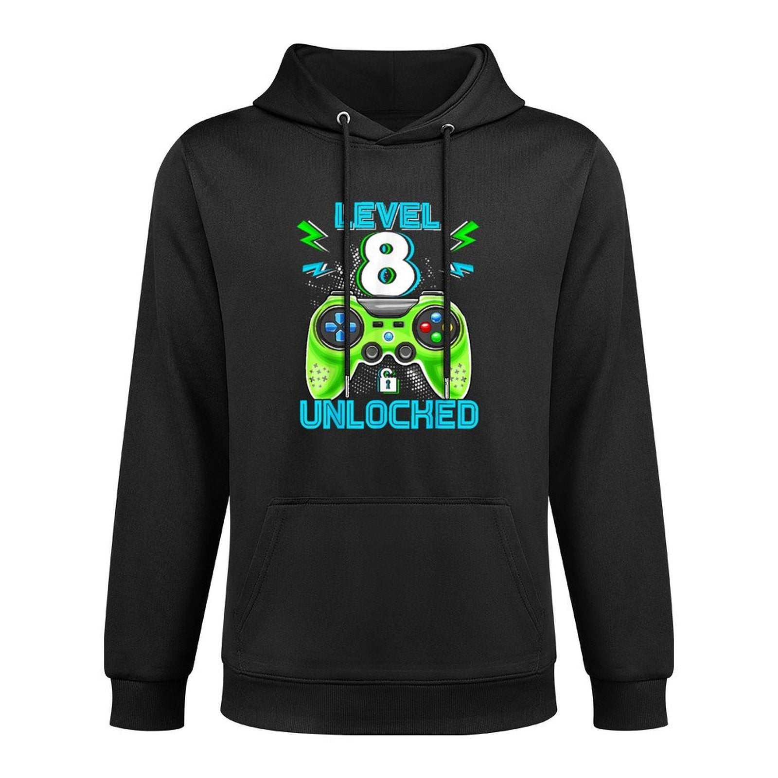 Level 8 Unlocked Birthday Kids 8th Video Game Eight Year Old Machine Washable Hoodie