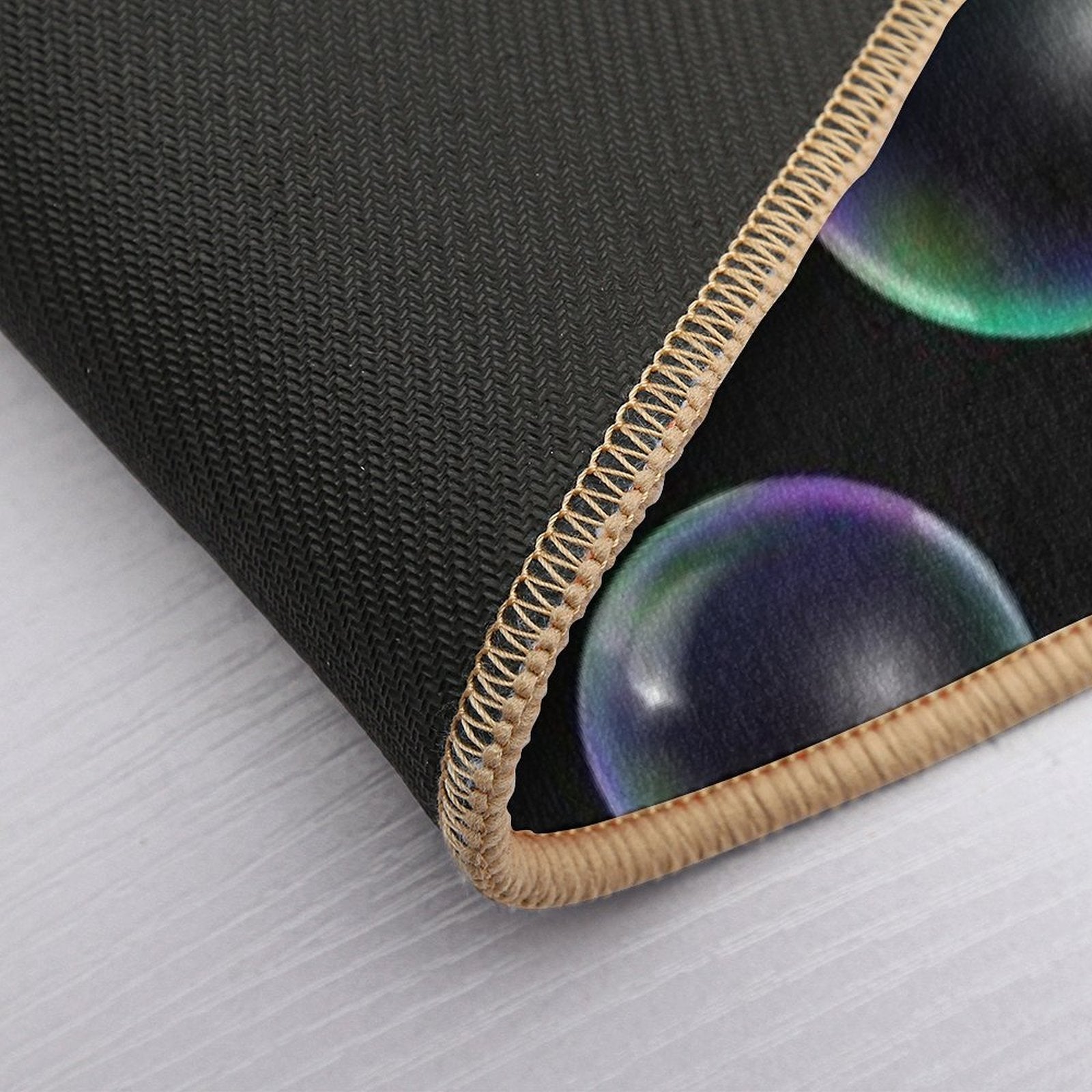 Copy of Colorful Bubbles Pattern - Black Background  Stain-Proof Bath Mat